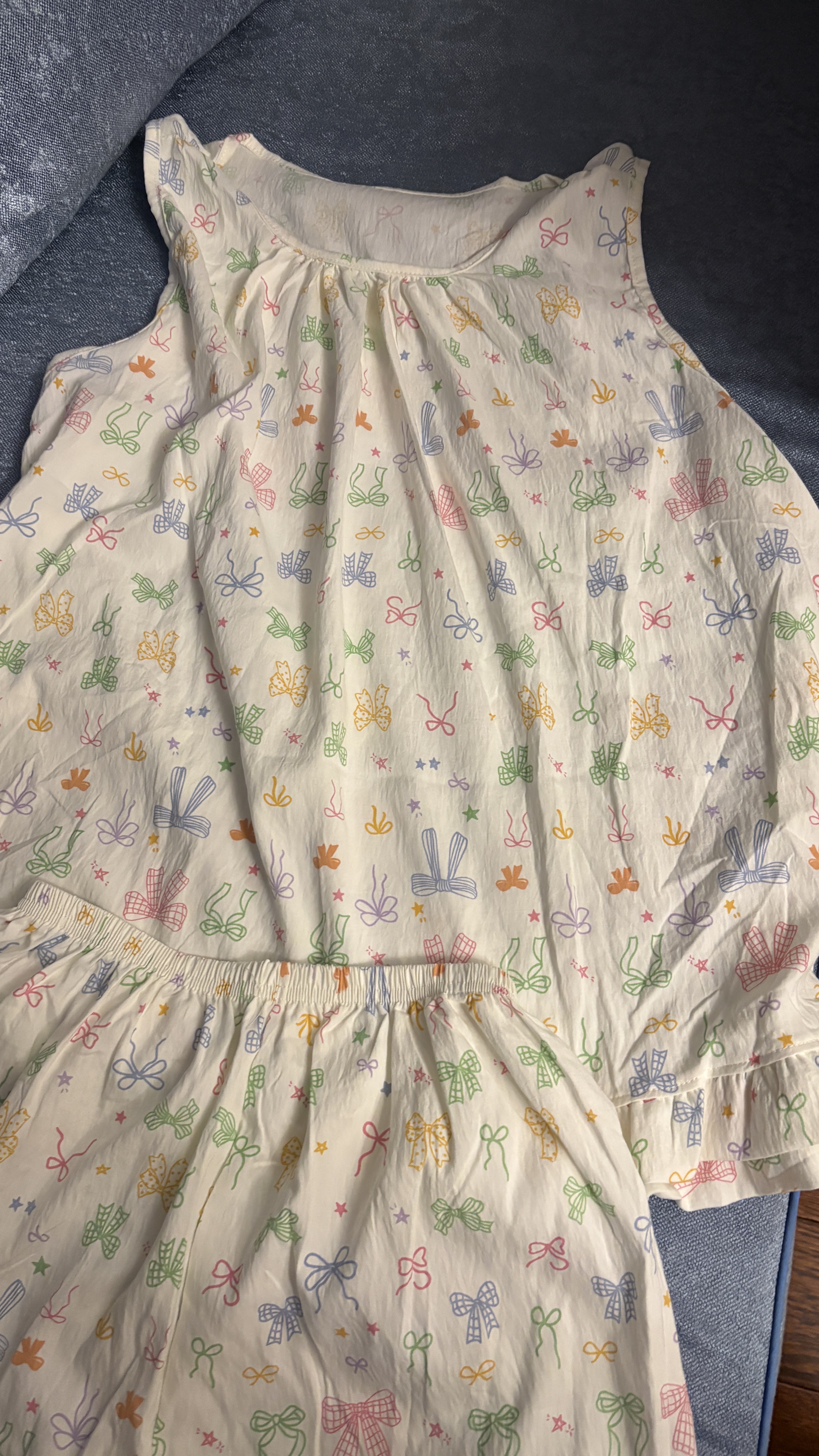 都市丽人睡衣女春夏云朵棉彩色蝴蝶结背心短裤甜美可外穿夏季家居服女士 实拍图