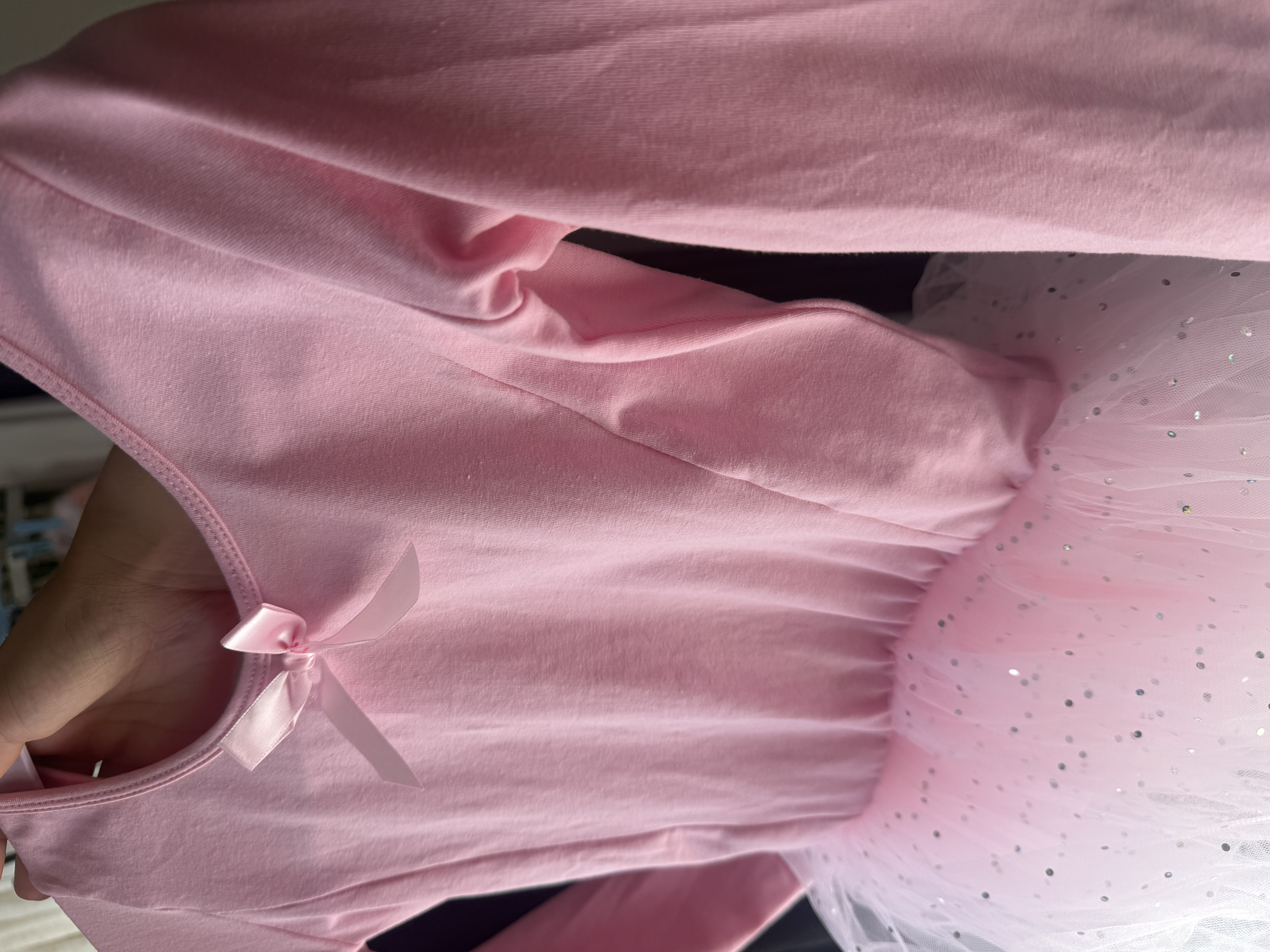艾舞戈儿童舞蹈服女童春秋长袖粉色公主蓬蓬纱裙连体练功服 140码 实拍图