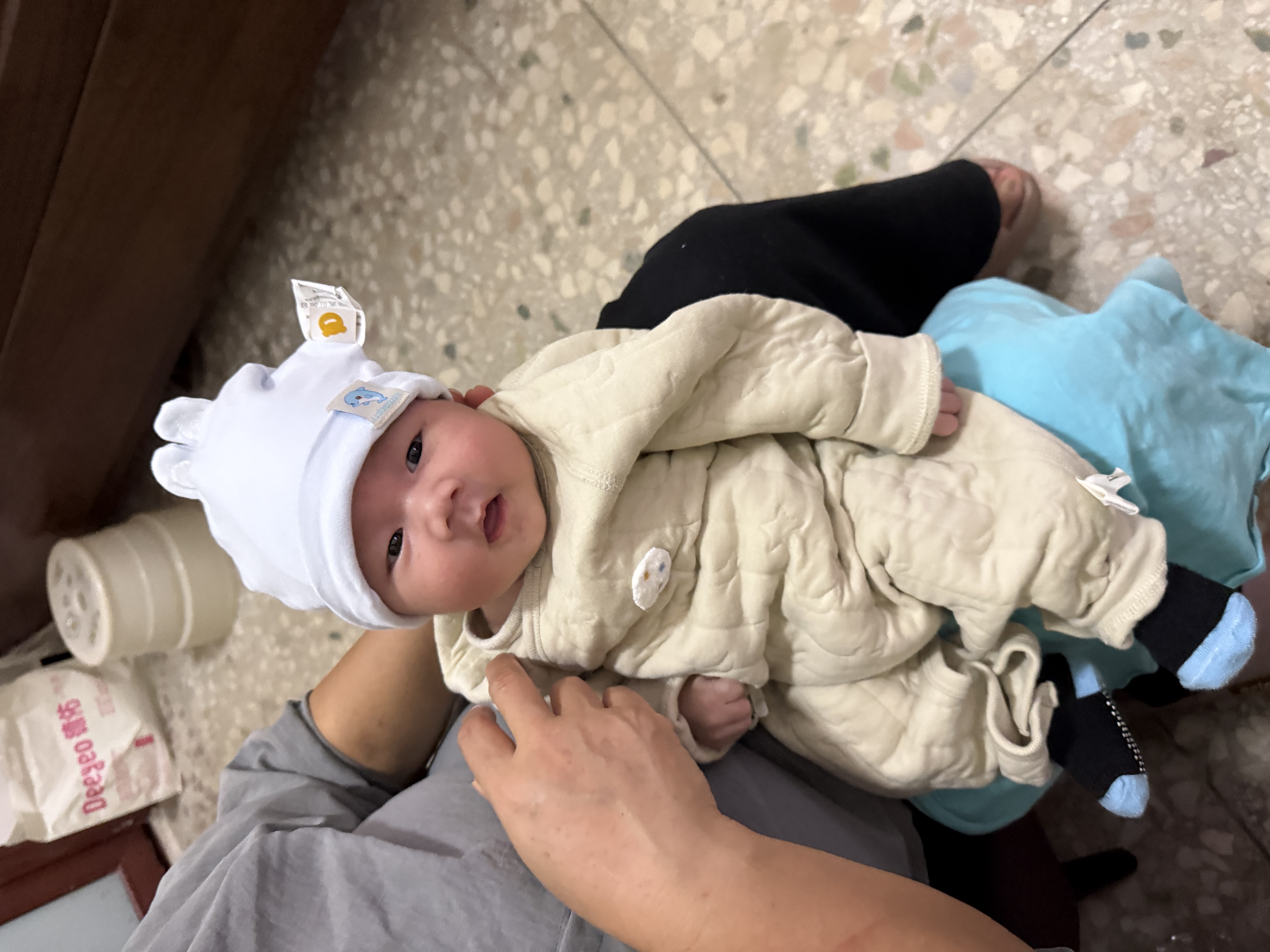 贝肽斯婴儿帽子四季款0-3个月新生儿男女宝宝胎帽初生a类双层护囟门帽 实拍图