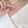 中国黄金（CHINA GOLD）黄金躲猫猫铃兰花喵吊坠女款足金首饰品情人节生日礼物送女友老婆 躲猫猫招财金喵项链【咖绳】约0.65g 实拍图