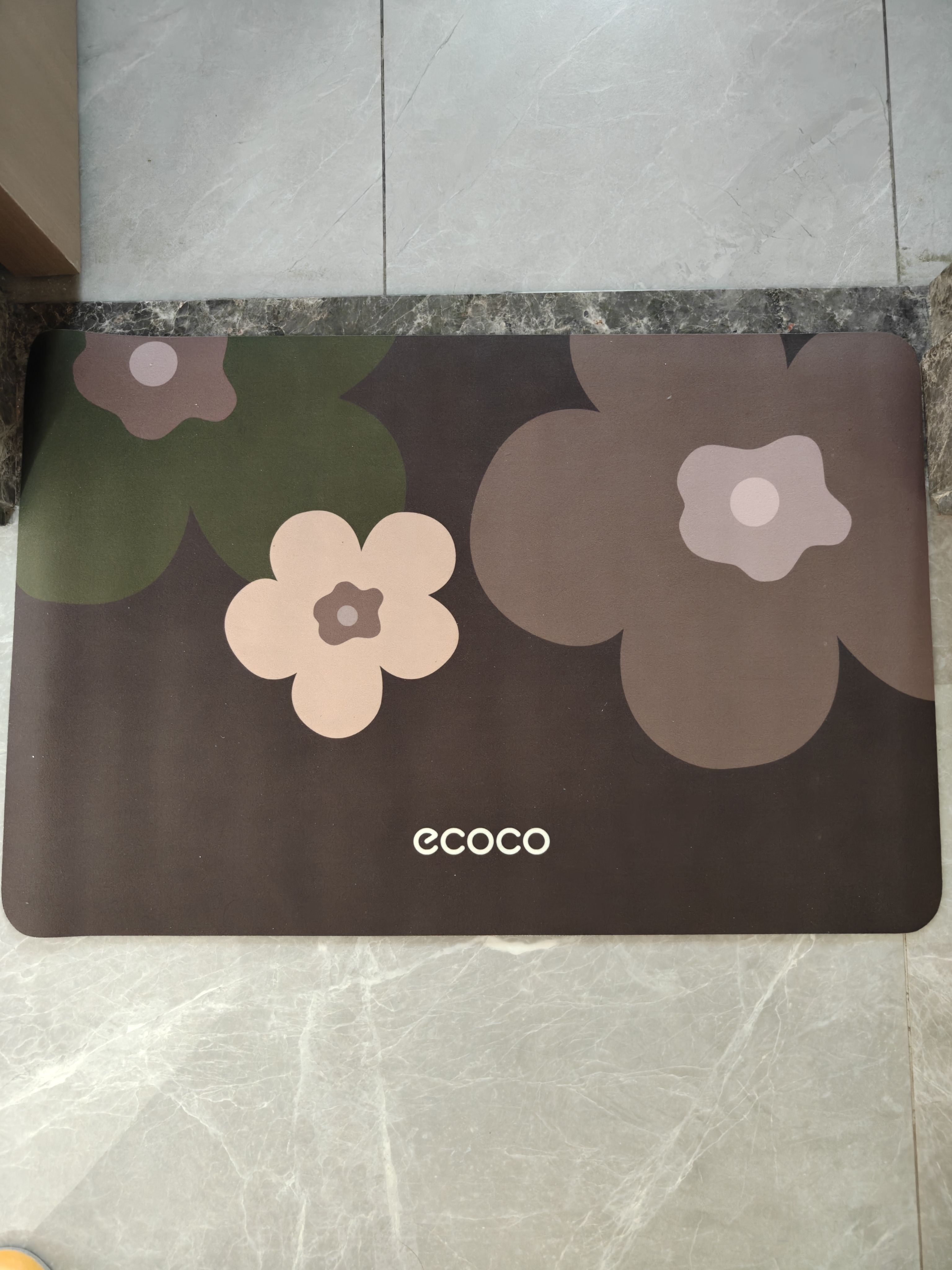 ecoco卫生间吸水地垫厕所浴室进门口速干家用高级几何花朵软防滑脚垫 实拍图