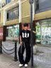 主意范（ZHUYIFAN）老钱风复古撞色格纹腰带弯刀西裤男秋冬宽松阔腿休闲裤子夹克套装 黑色升级款 送腰带(90%用户的选择) XL 130-145斤 实拍图