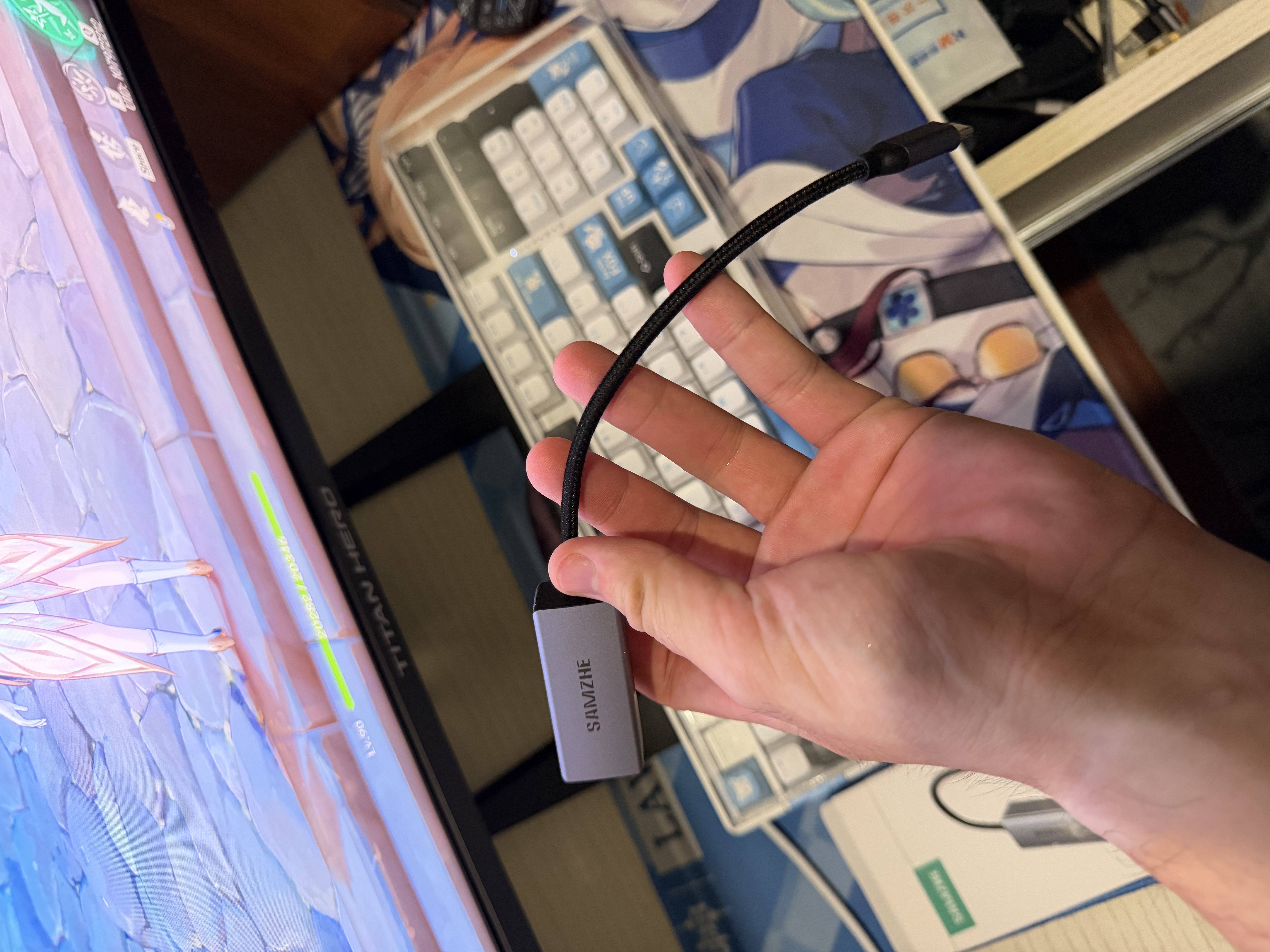 山泽Type-C转网口千兆网线转接头RJ45有线网卡适用苹果MacBook华为笔记本电脑手机转换器以太网扩展坞 实拍图