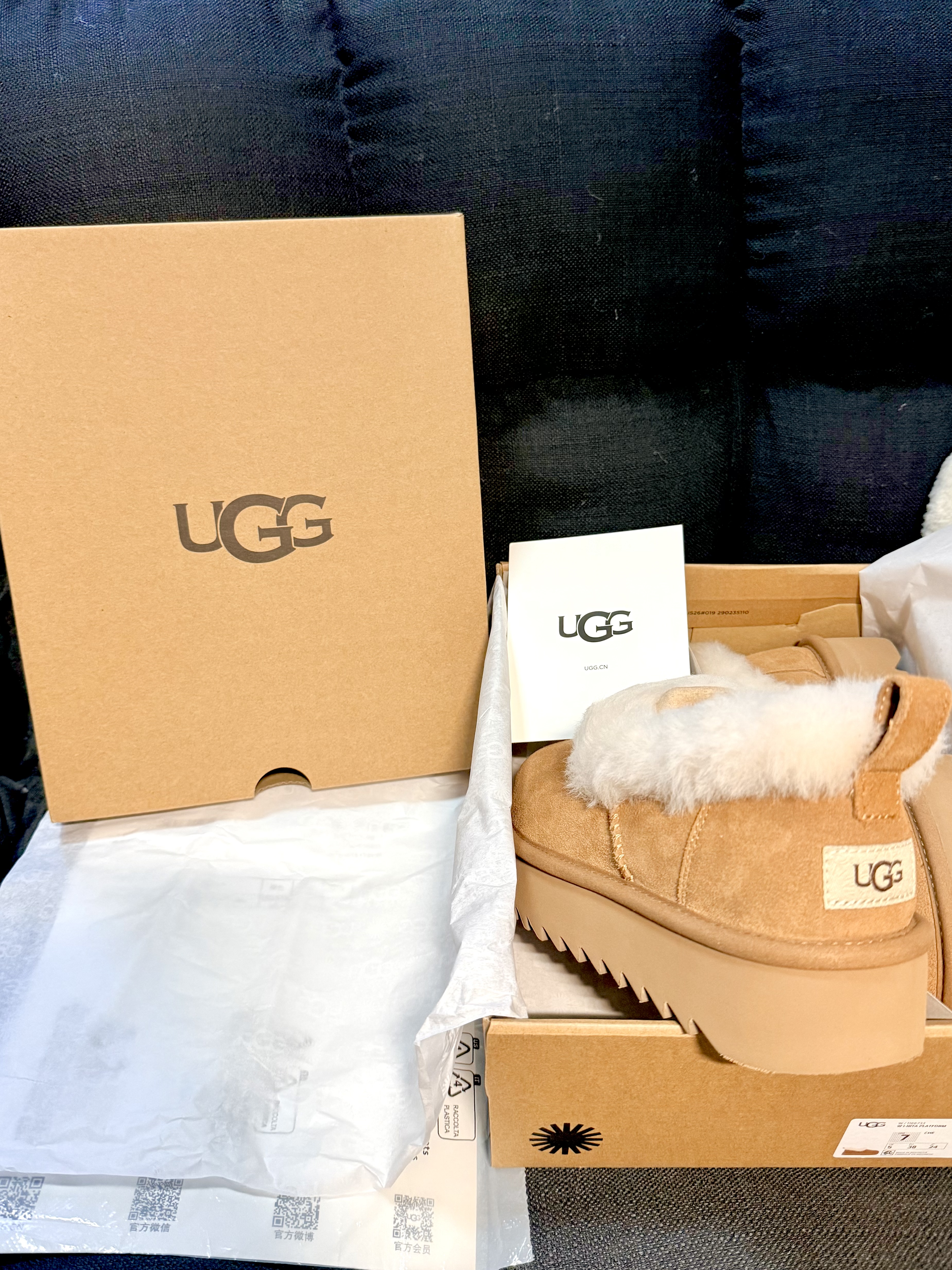 UGG【双11抢先购】秋季女士茸茸毛鞋领厚底休闲懒人毛毛鞋 1166733 CHE | 栗色 38 鞋款偏小，建议拍大一码 实拍图