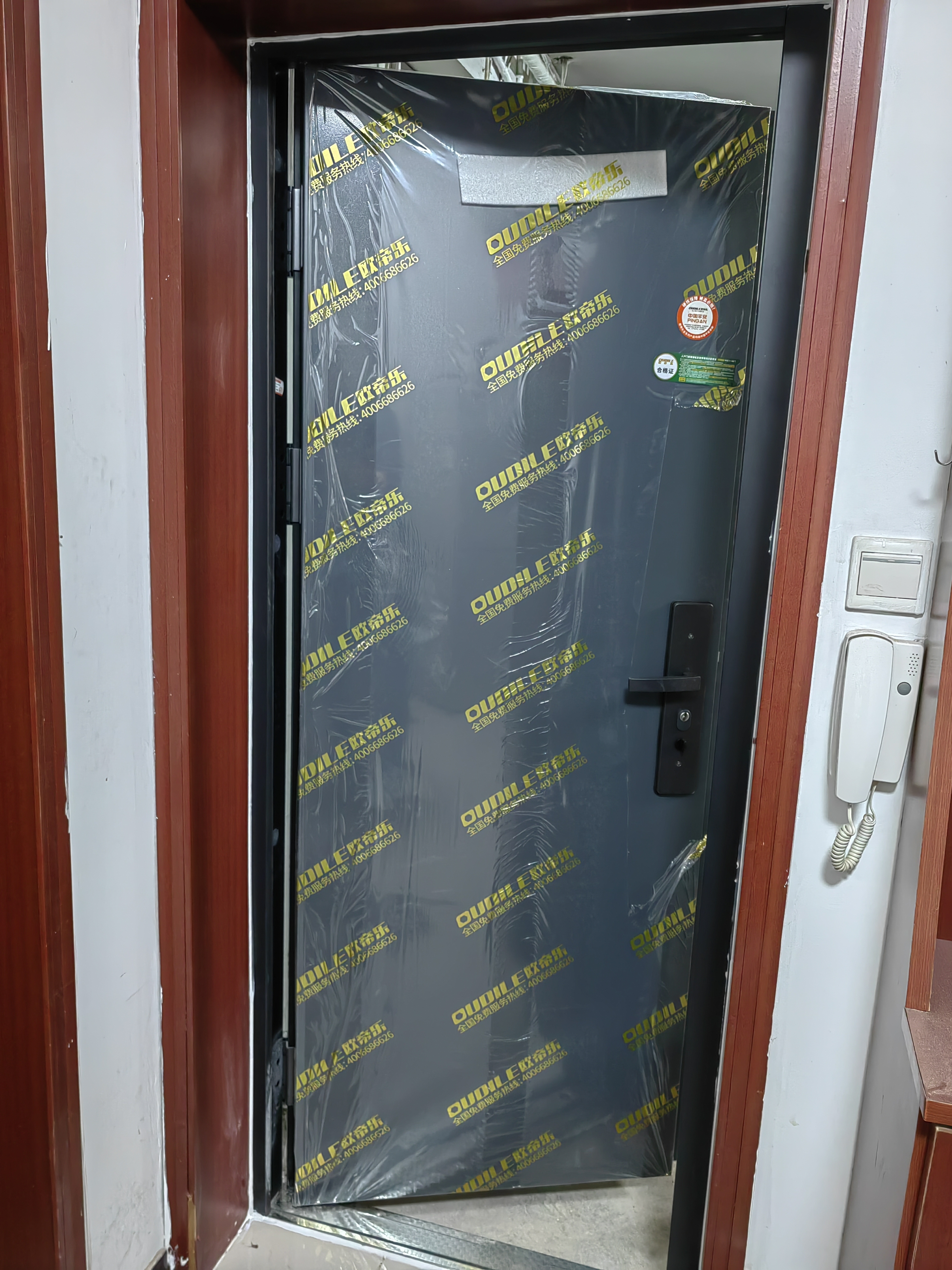 欧帝乐（OUDILE）加厚甲级（4级）防盗门入户门+防撬防爆安全门进户子母门德施曼锁 机械锁 1970*960/860-2050*960/860 实拍图