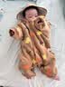 迷你巴拉（minibala）婴儿连体衣棉服外出幼儿衣服保暖双面绒两面穿外套冬新款 咖黄色调00353 80cm 实拍图