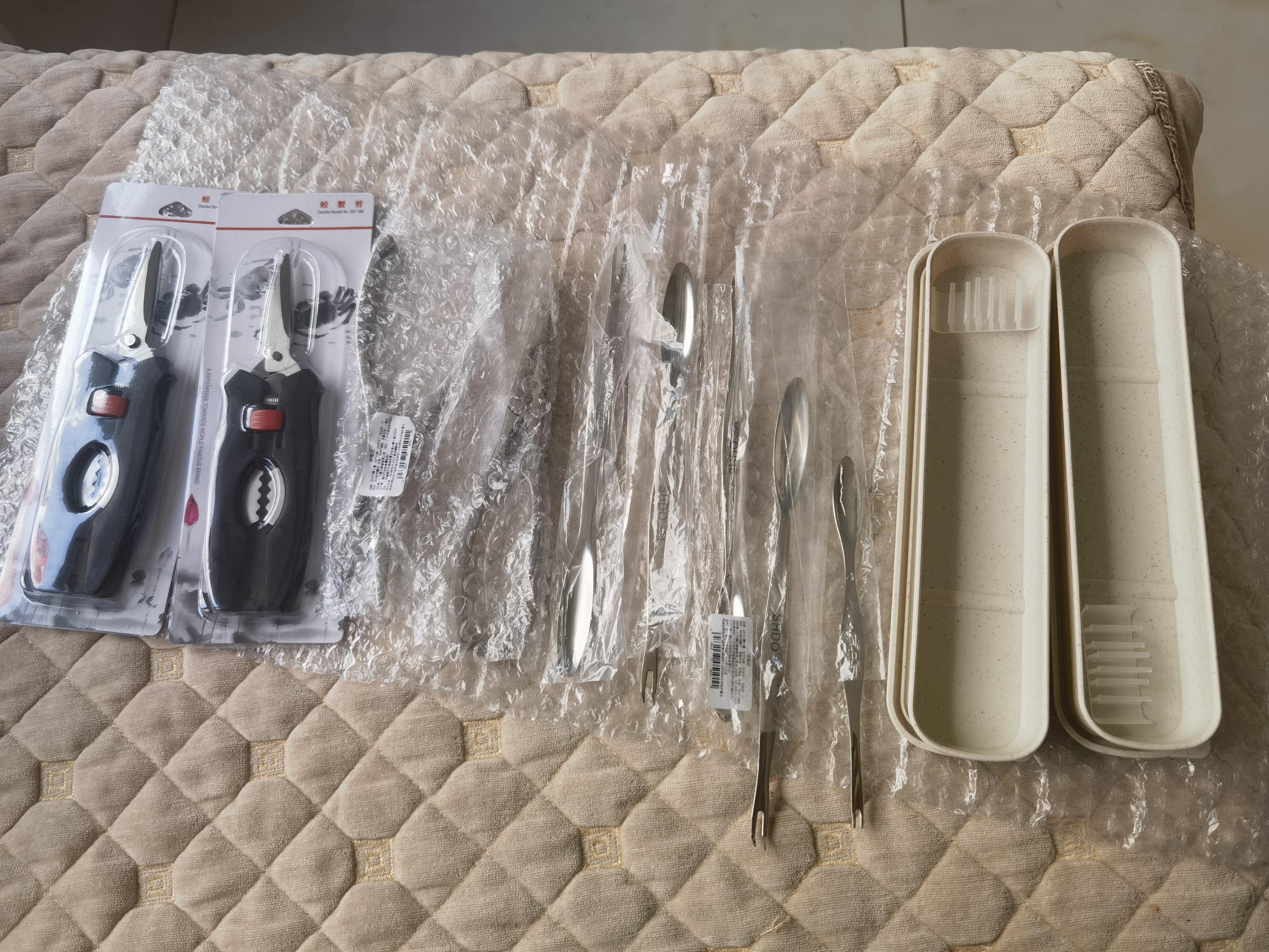 广意蟹八件吃蟹工具螃蟹工具大闸蟹不锈钢蟹针剥蟹钳蟹刀9件套GY8909 实拍图