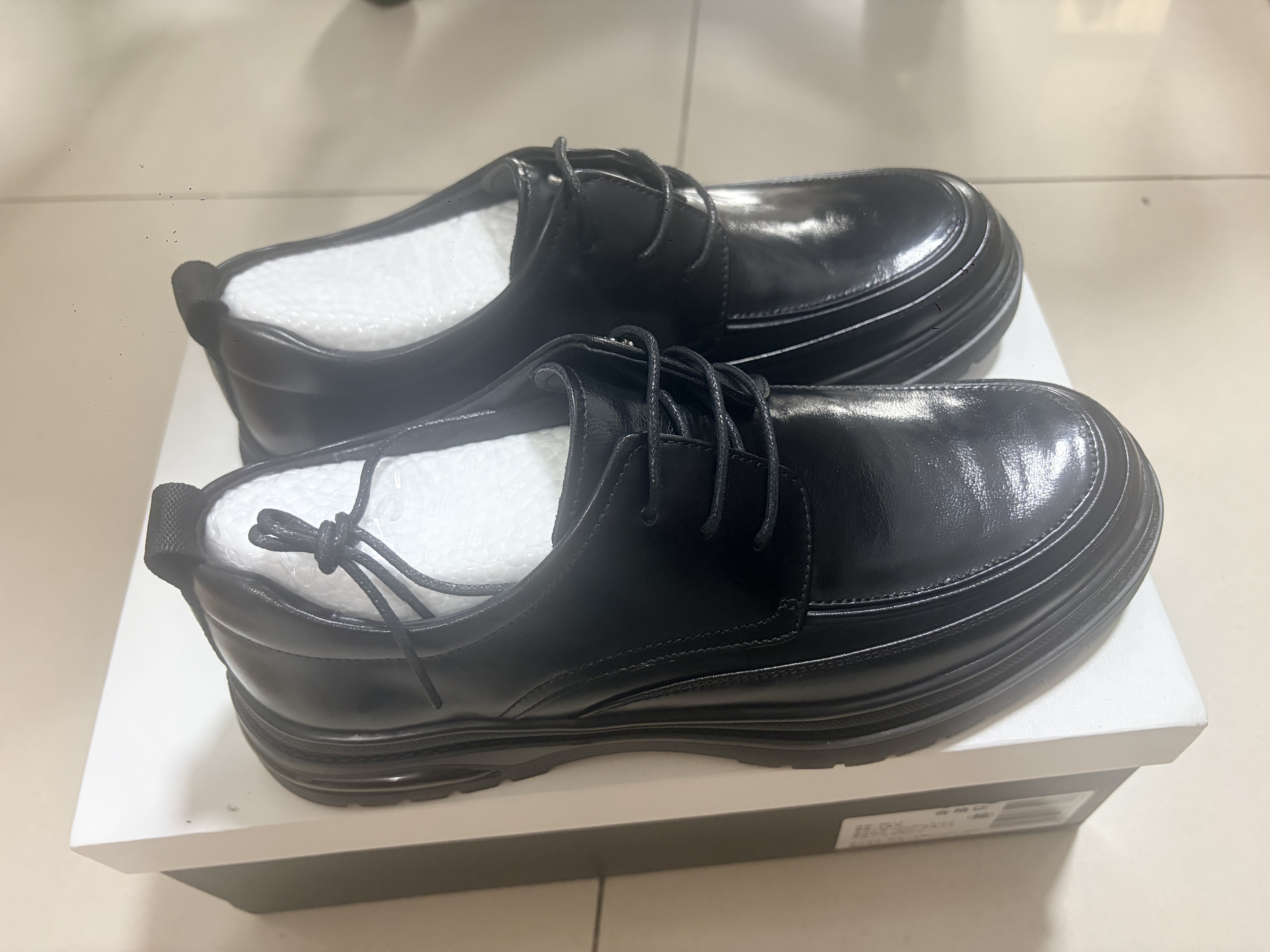 百丽男鞋通勤商务皮鞋真皮牛皮褶皱增高休闲皮鞋A1373AM5 黑色 38 实拍图