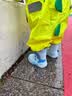 牧萌儿童雨鞋男童女童防水立体宝宝防滑耐磨卡通雨靴 浅蓝恐龙 15码 实拍图