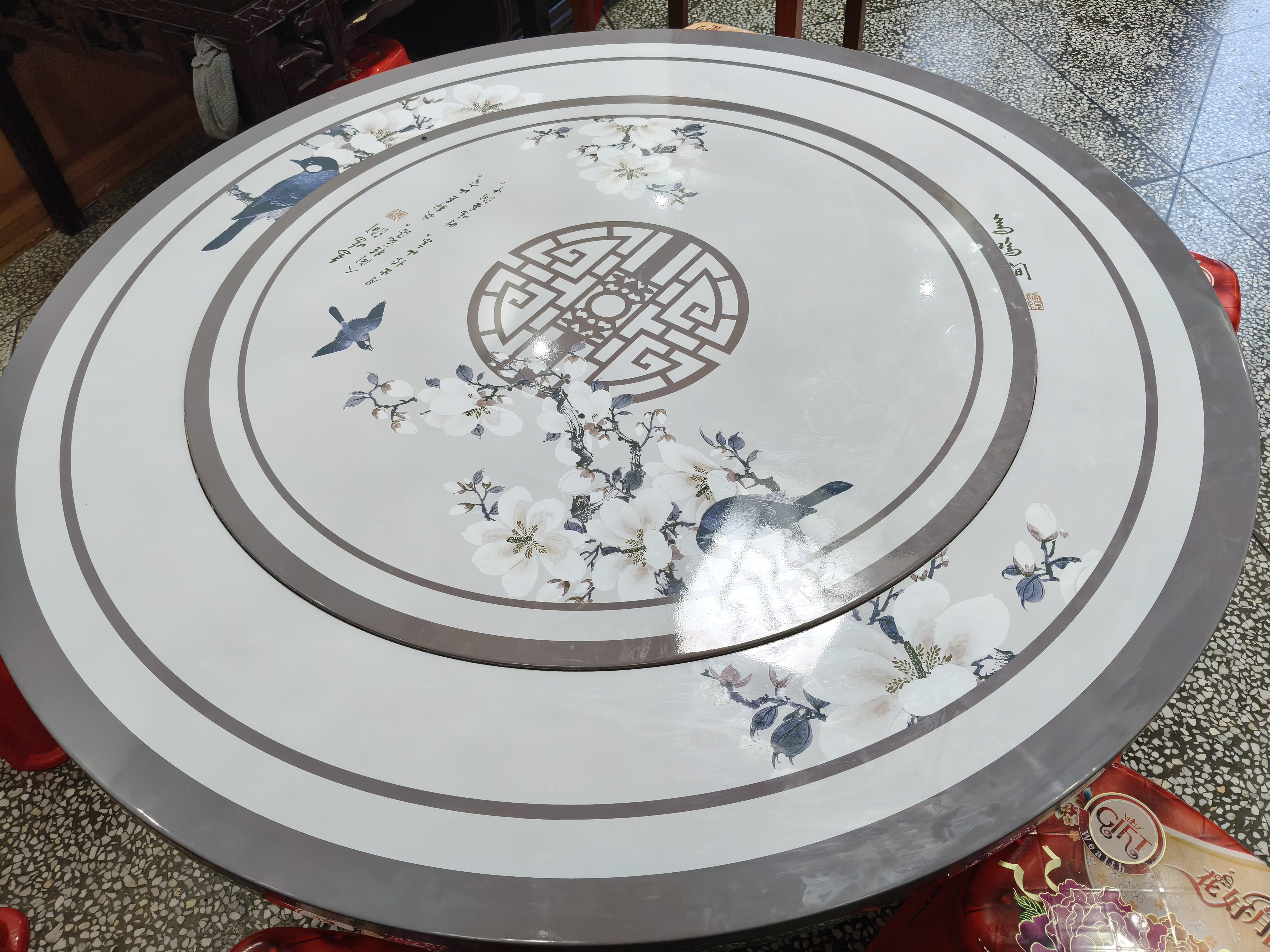 驰百伦不锈钢餐桌可折叠家用小户型出租屋简易吃饭桌子内嵌式转盘大圆桌 实拍图