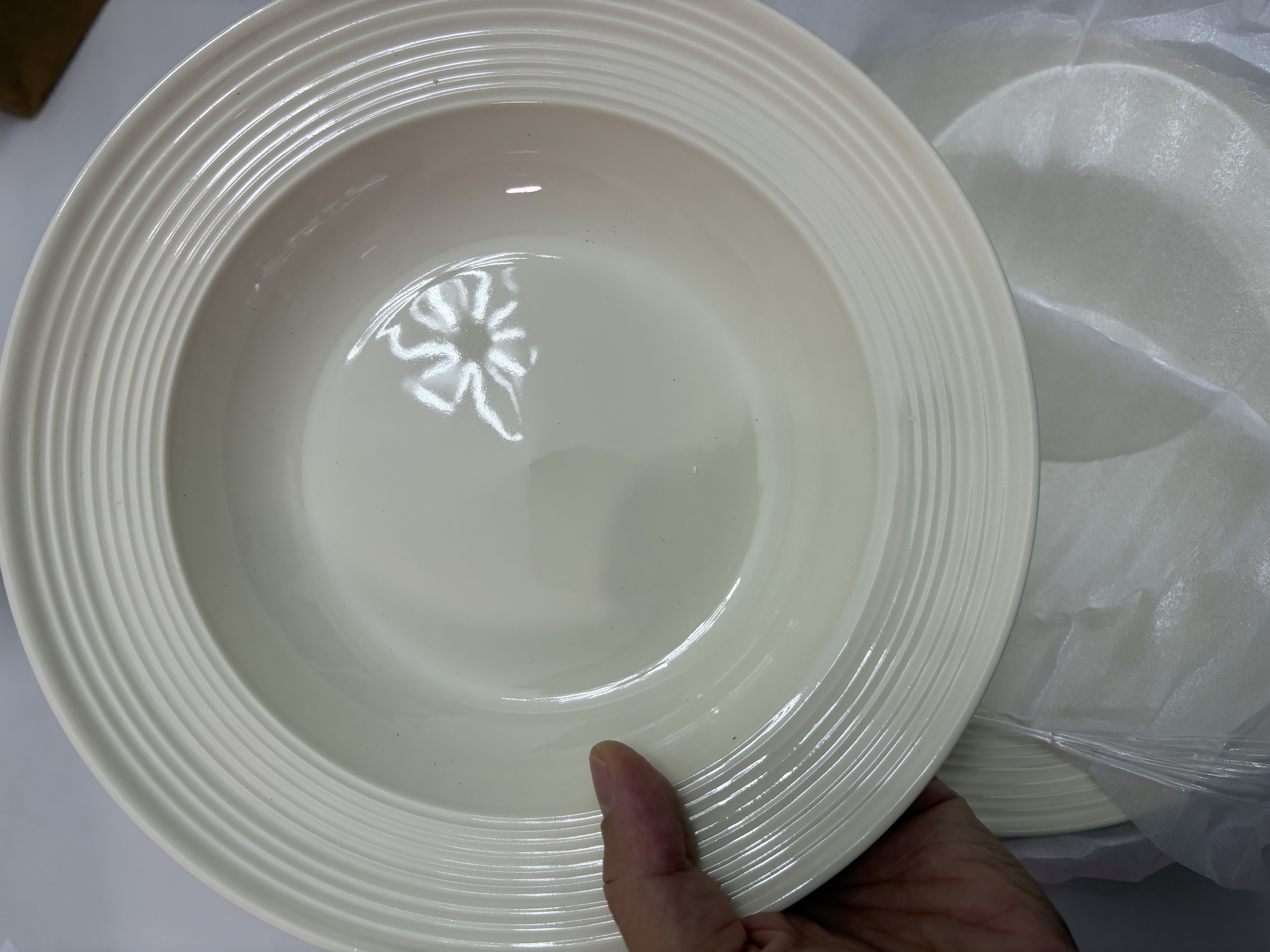 奶油螺纹法式餐具草帽盘深盘碗盘套装高级感好看的米饭碗家用碗 螺纹盘 4个 8英寸 实拍图