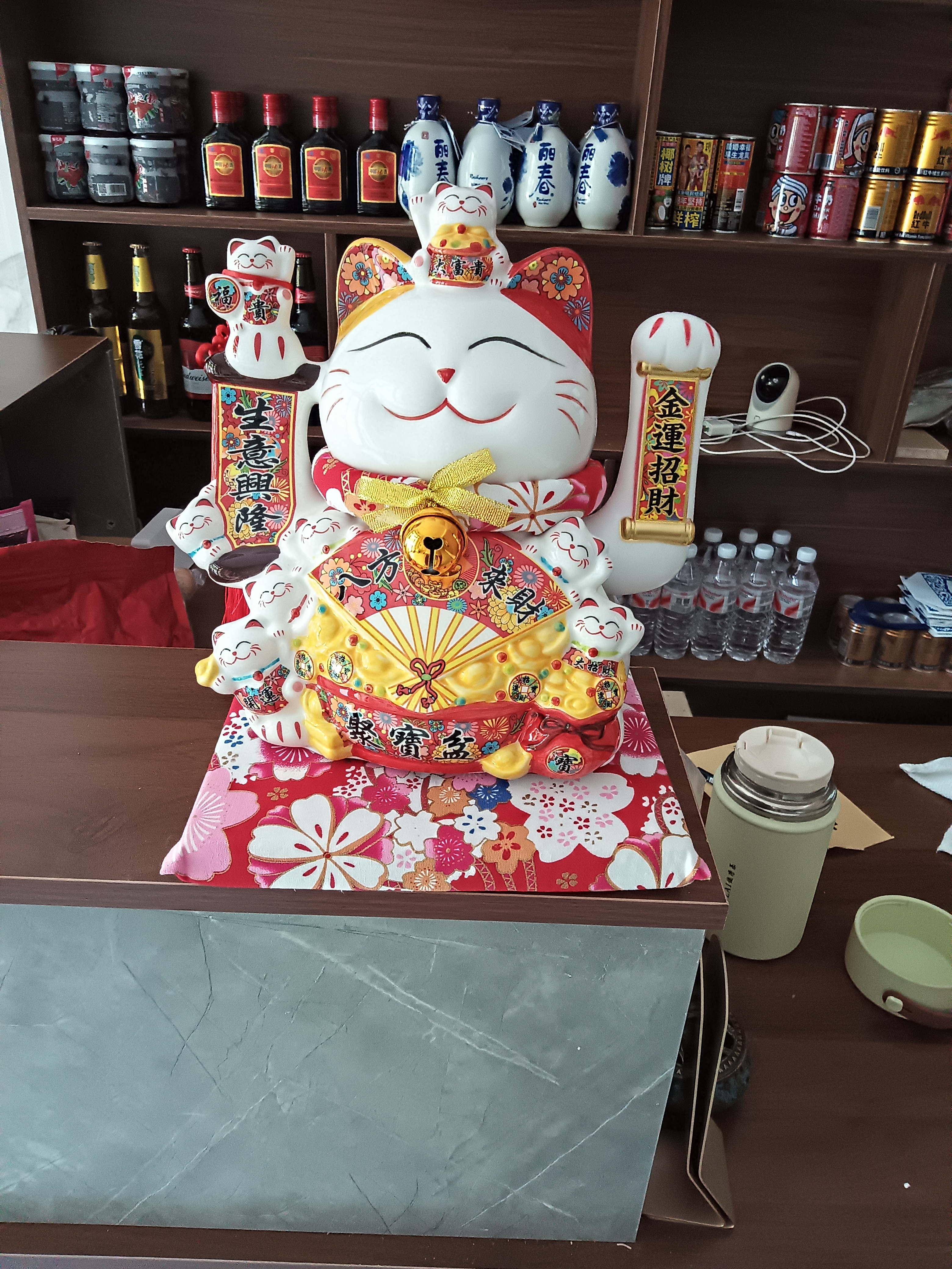 侑家良品聚宝盆招财猫自动摇手客厅摆件 开业礼品 12寸大号礼盒装 实拍图