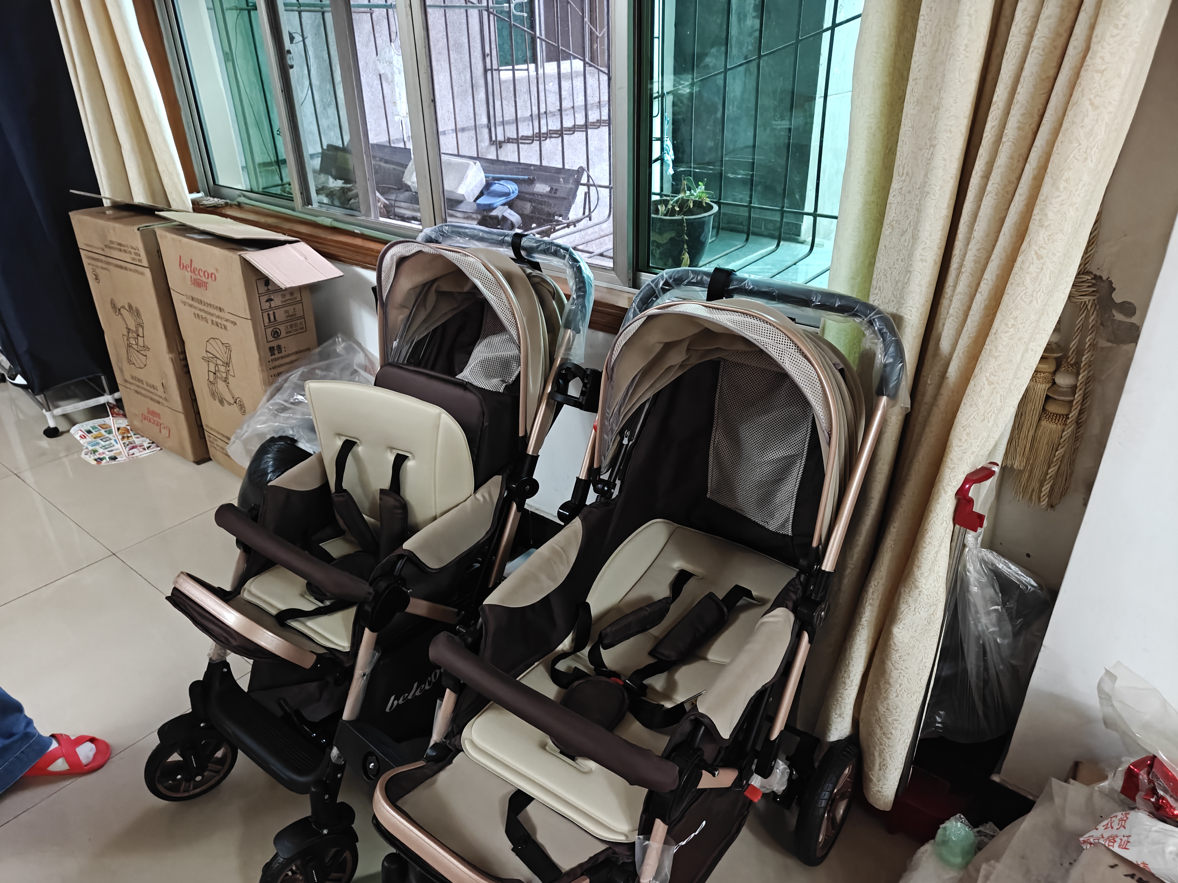 贝丽可婴儿推车可坐可躺带减震0-4岁可折叠轻便宝宝推车高景观婴儿车 升级四季款-加州阳光-推杆换向四轮橡胶 实拍图