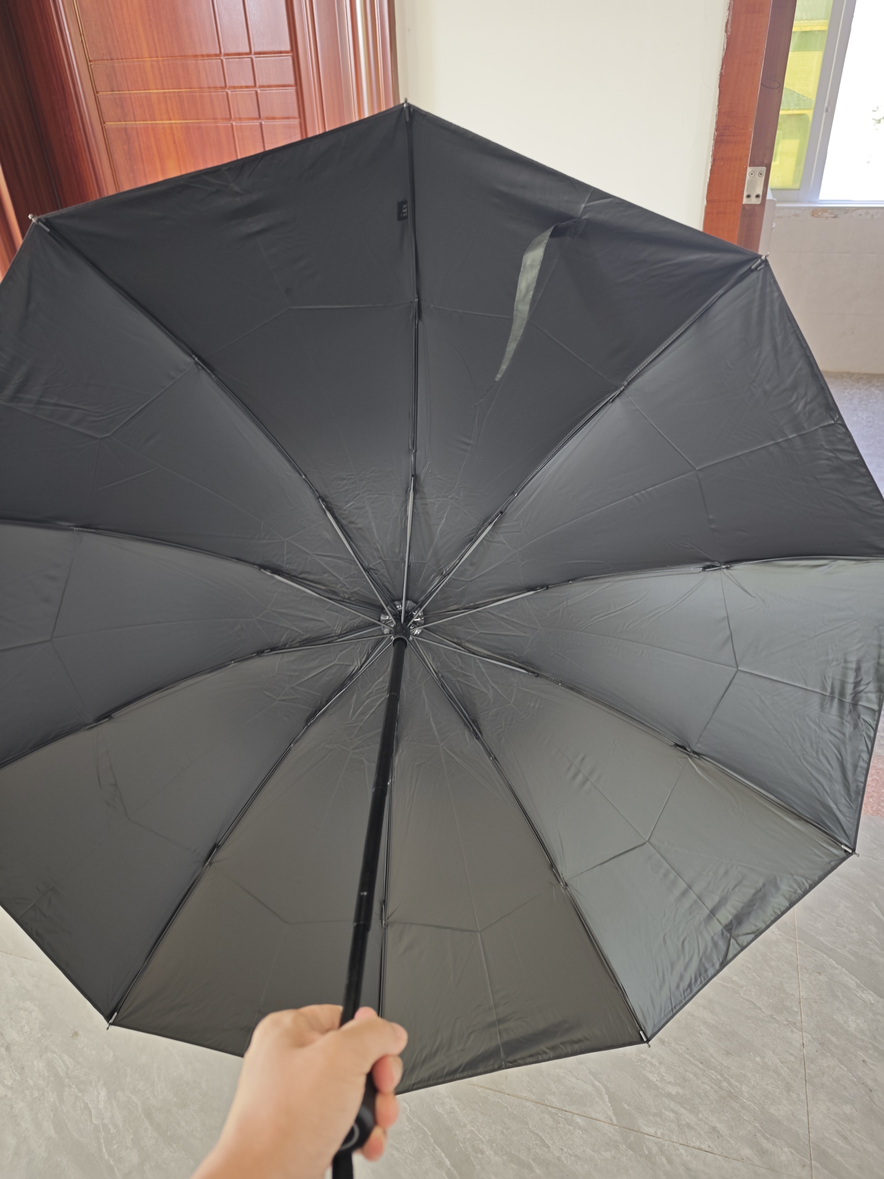 天堂伞 防紫外线晴雨伞三折 太阳伞黑胶折叠三折晴雨伞 曜石黑 实拍图