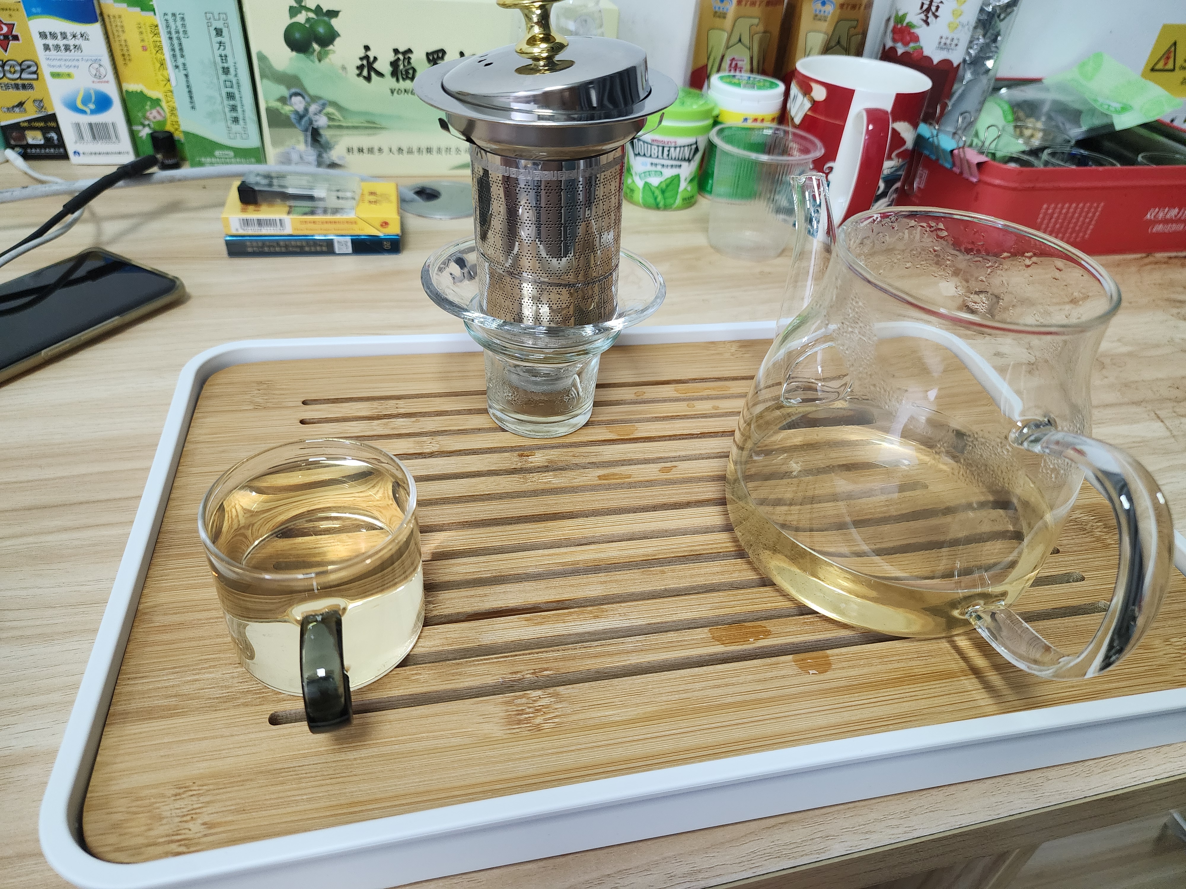 瓷牌茗茶具大容量玻璃茶具套装家用茶盘整套带过滤茶壶加厚耐热 实拍图