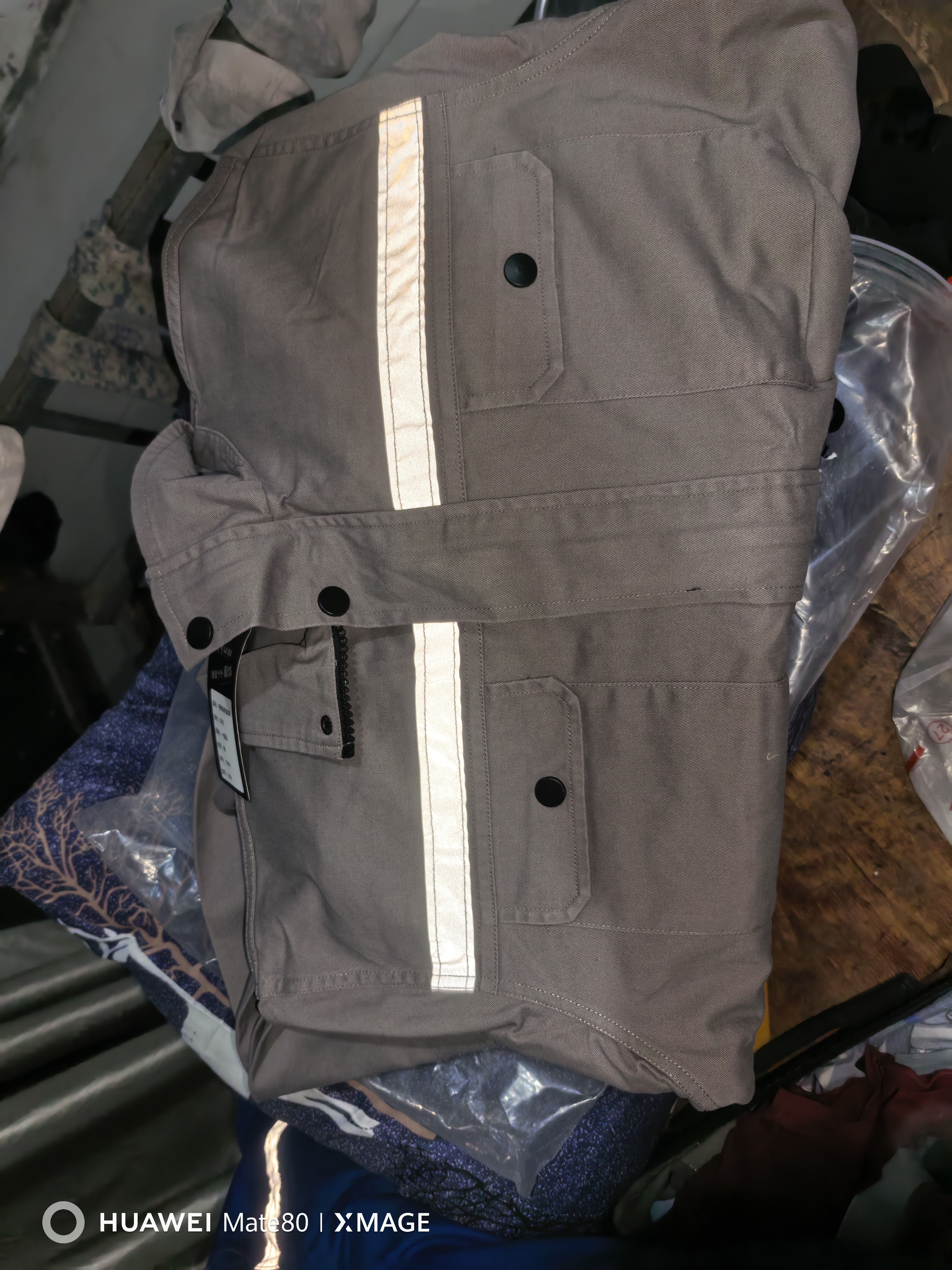 浩赢春秋加厚款纯棉斜纹电焊防烫工作服套装男建筑工地耐磨劳保服定制 637灰色纯棉斜纹套装（上衣+裤） 2XL (180) 150-170斤 实拍图