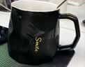 几物森林 陶瓷马克杯带盖大容量咖啡杯情侣杯牛奶杯早餐水杯男女茶杯黑色 实拍图