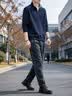 罗蒙卫衣男秋季商务休闲宽松舒适半开衫行政上衣打底衫外套7788青XL 实拍图