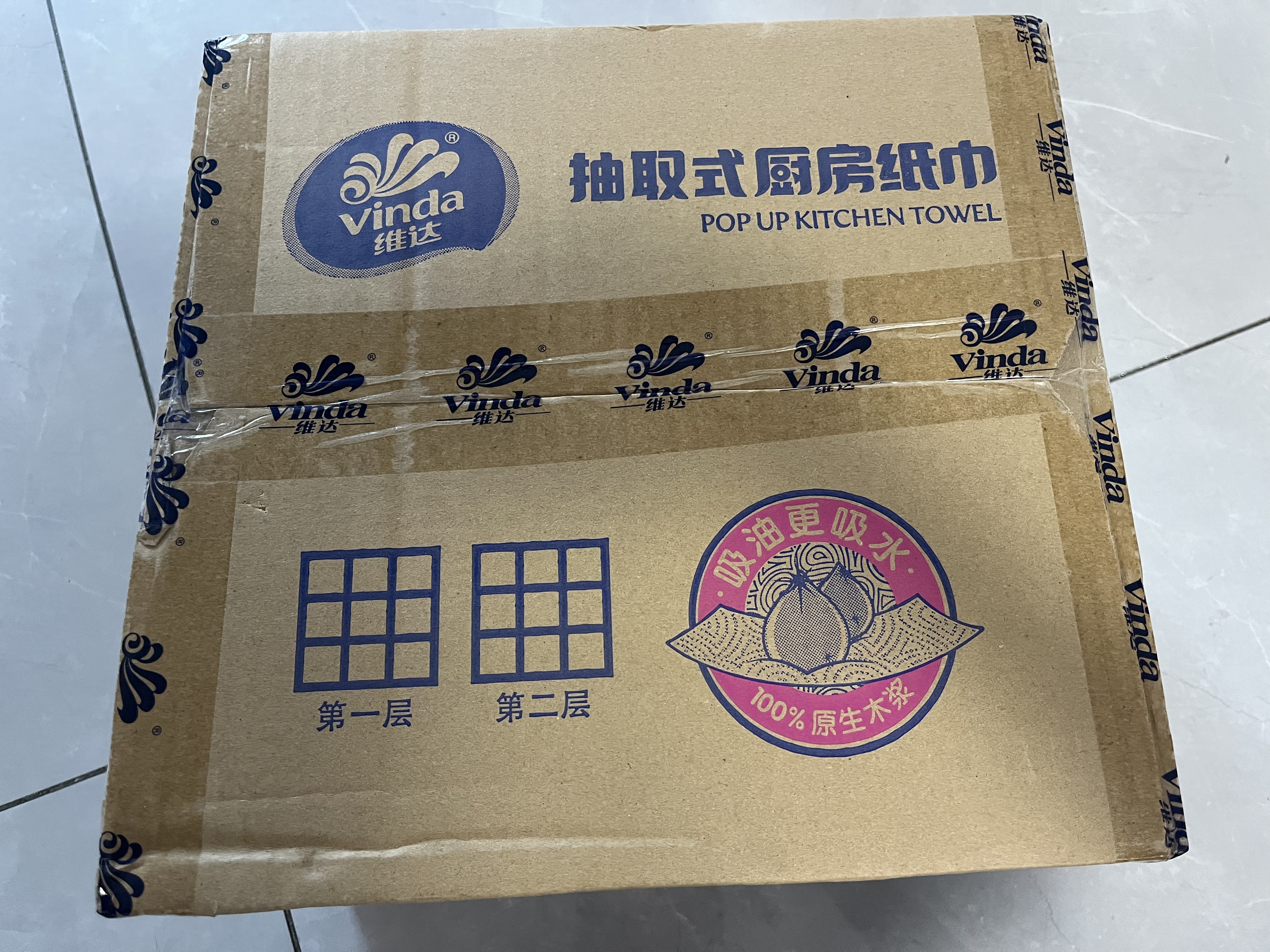 维达（Vinda）厨房用纸 厨房抽纸80抽*12包懒人抹布 厨房纸食品级整箱 实拍图