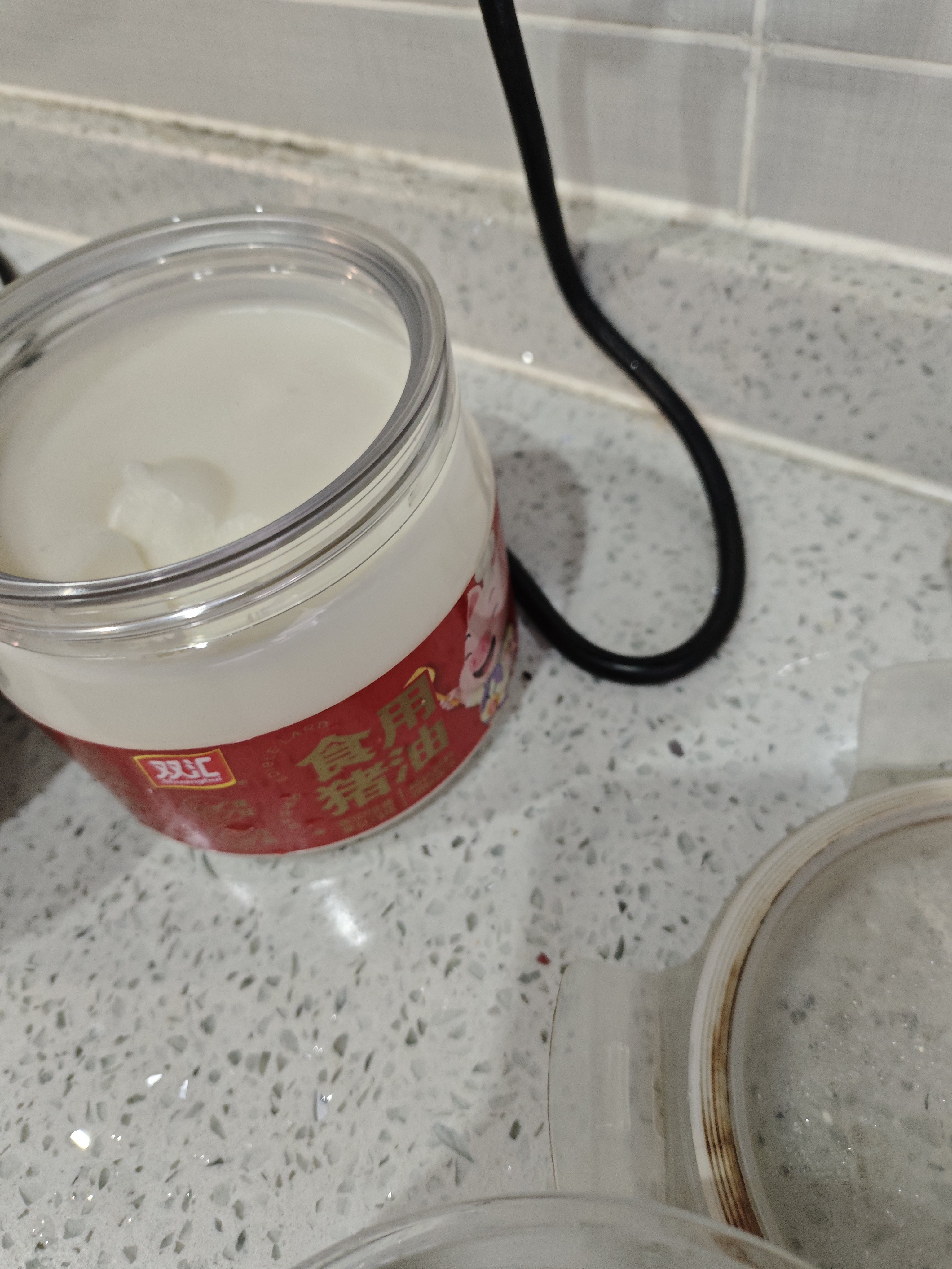 双汇（Shuanghui）食用猪油桶装500g起酥油猪板油拌饭蛋黄酥烘焙原料新老包装发货 实拍图
