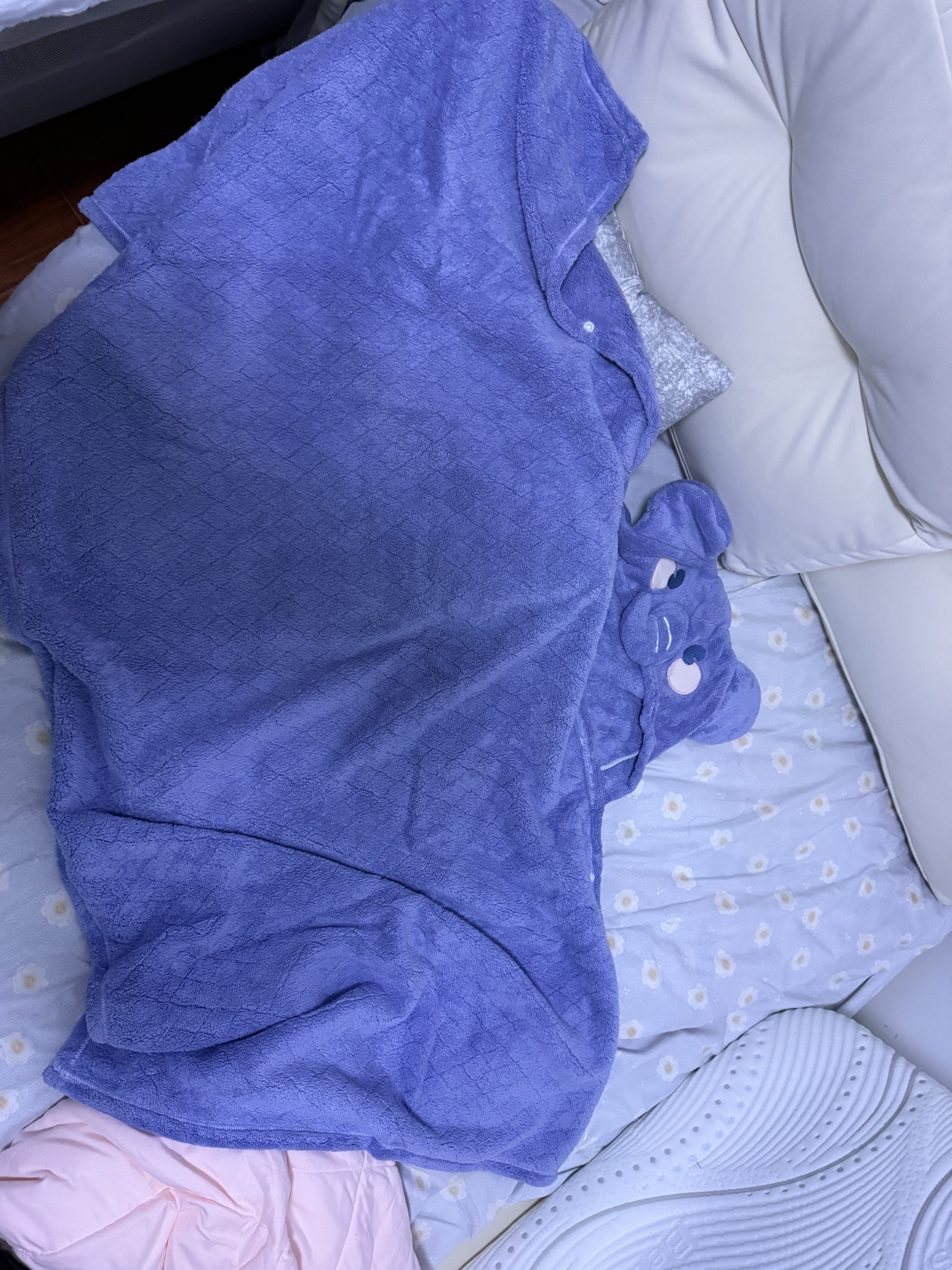 欧孕（OUYUN）婴儿浴巾珊瑚绒速干儿童斗篷浴袍带帽 宝宝洗澡浴衣 大象135*65 实拍图
