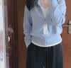 优衣库柔滑棉质拉链针织开衫女装男装/毛衣毛衫外套487005 61 水蓝色 S 实拍图