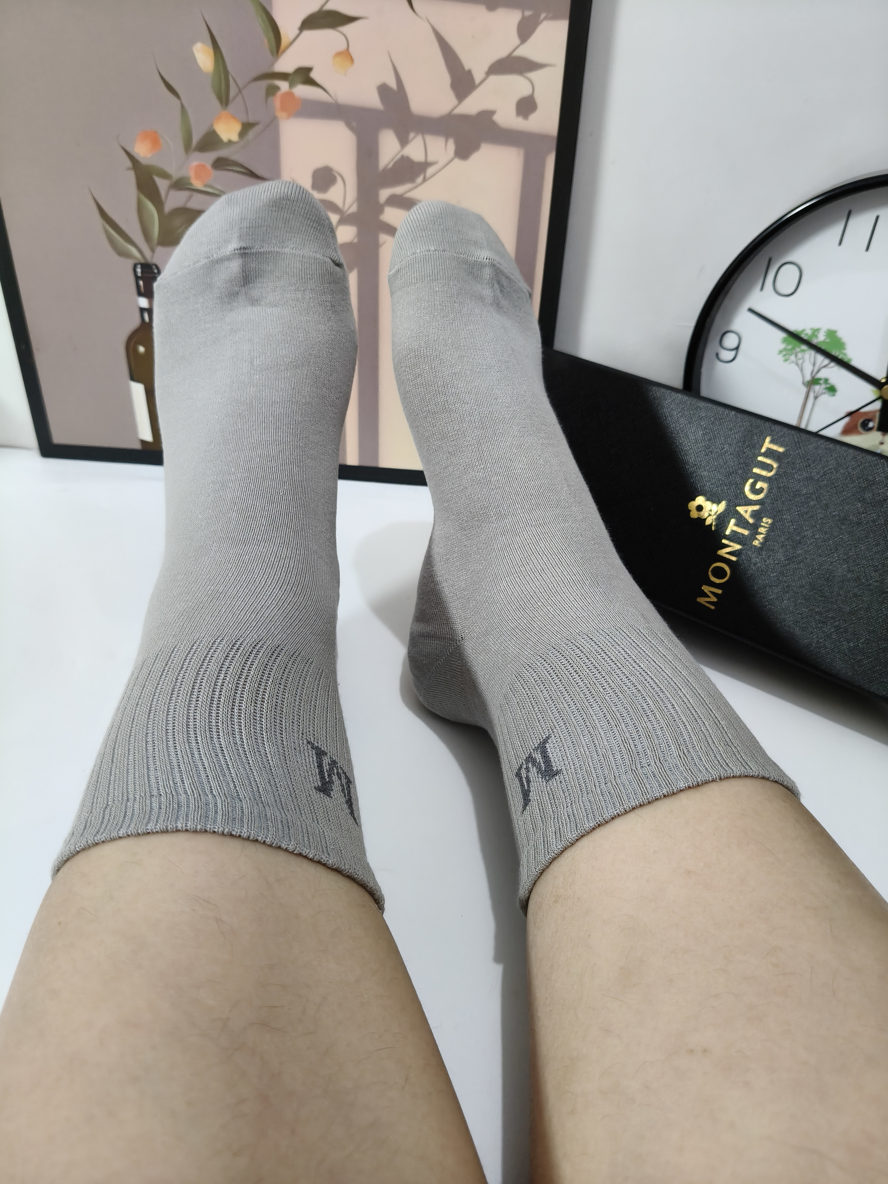 梦特娇袜子男士秋季100%纯棉10A抗菌防臭袜艾草精油休闲透气运动中筒袜 实拍图