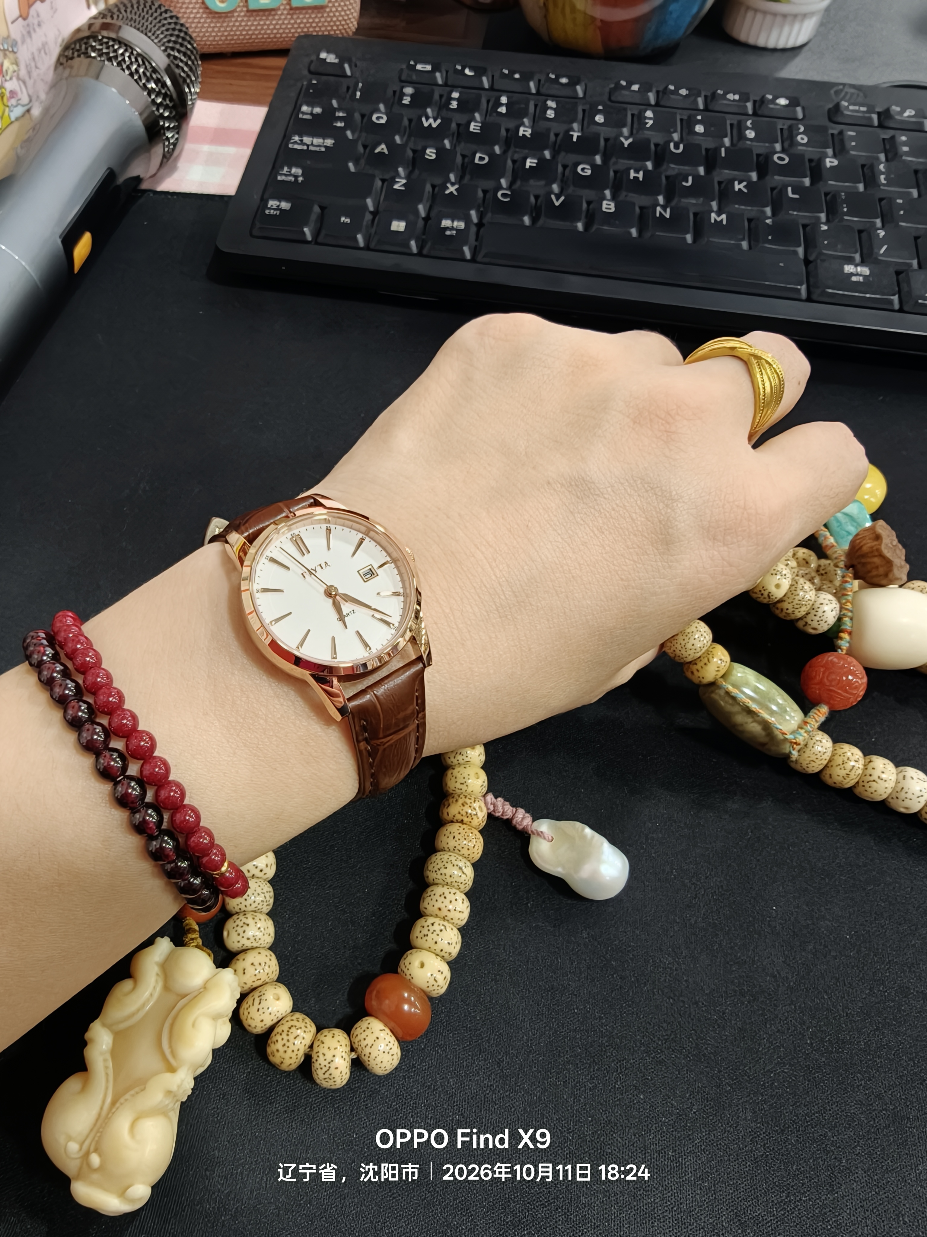 飞亚达（FIYTA）经典系列 复古小棕表简约白盘3点位日历视窗手表女 实拍图