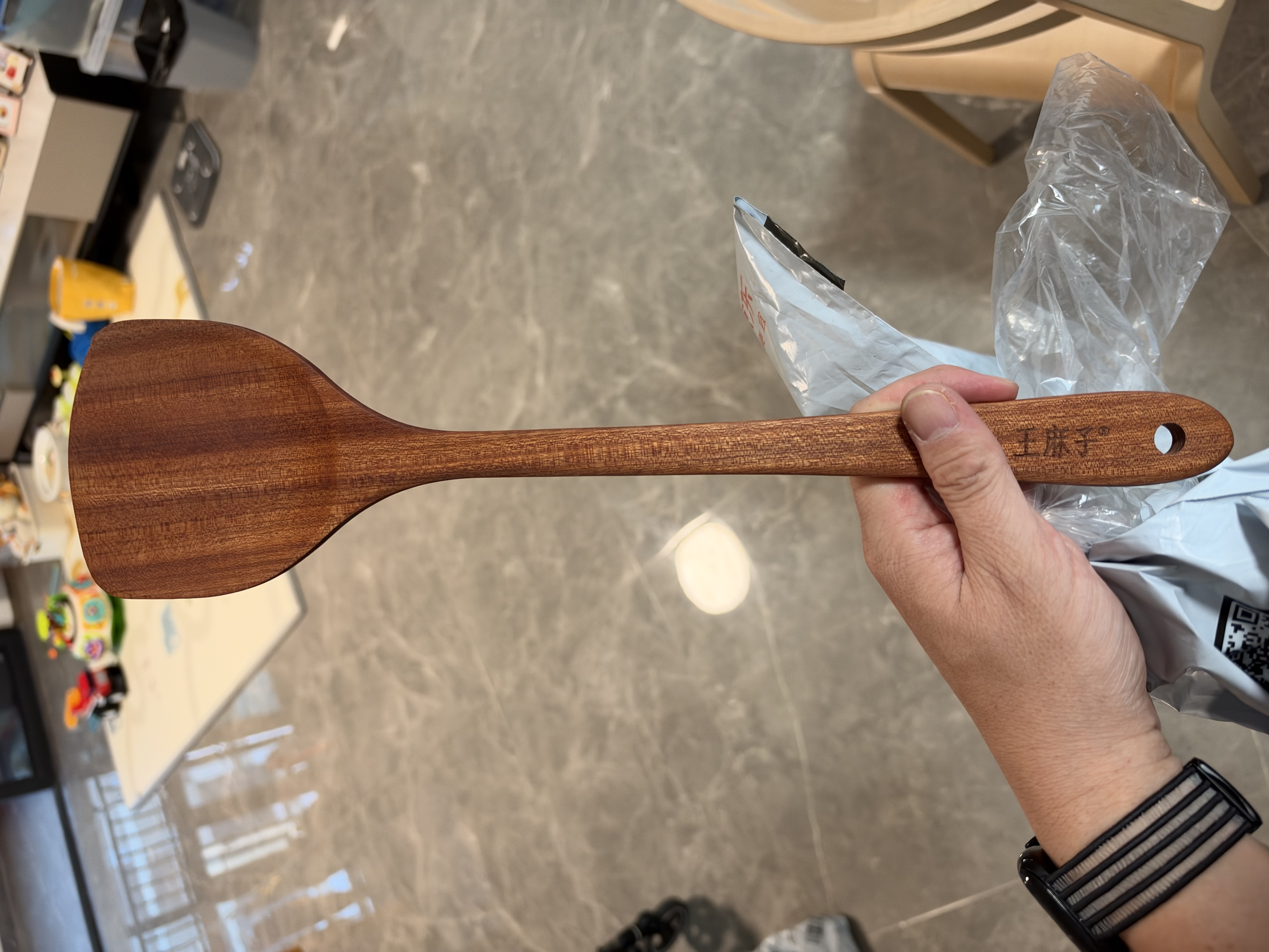 王麻子乌檀木锅铲炒菜铲子 不粘锅专用加长木铲木头铲子【无漆无蜡】 实拍图