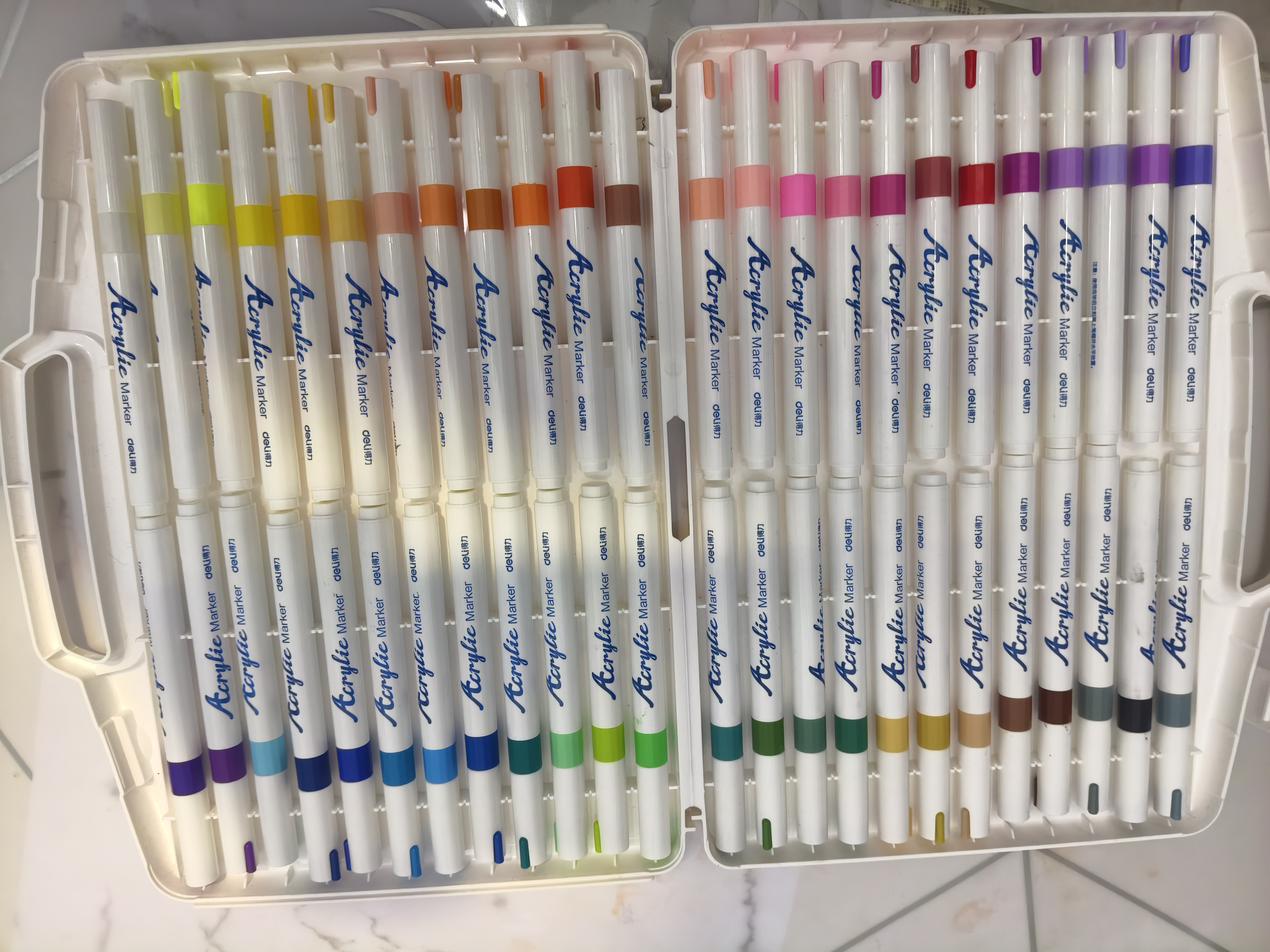 得力（deli）48色儿童学生水性丙烯马克笔PP盒装水彩笔生日礼物防水手绘咕卡荧光记号笔元旦涂鸦美育 实拍图