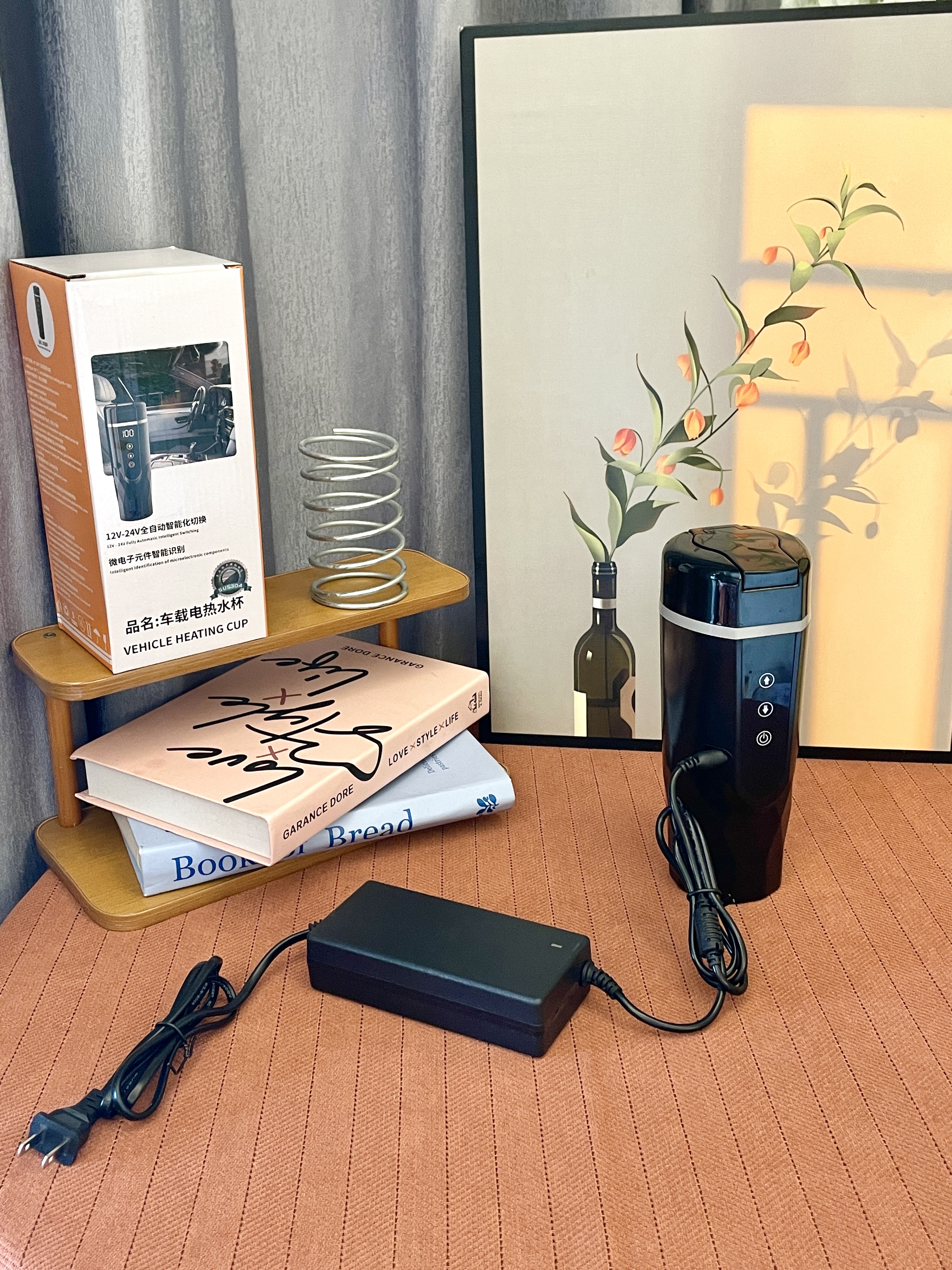 恩柏盛车载烧水杯便携12V24V220V通用电热水壶保温冲奶户外恒温杯大容量 实拍图