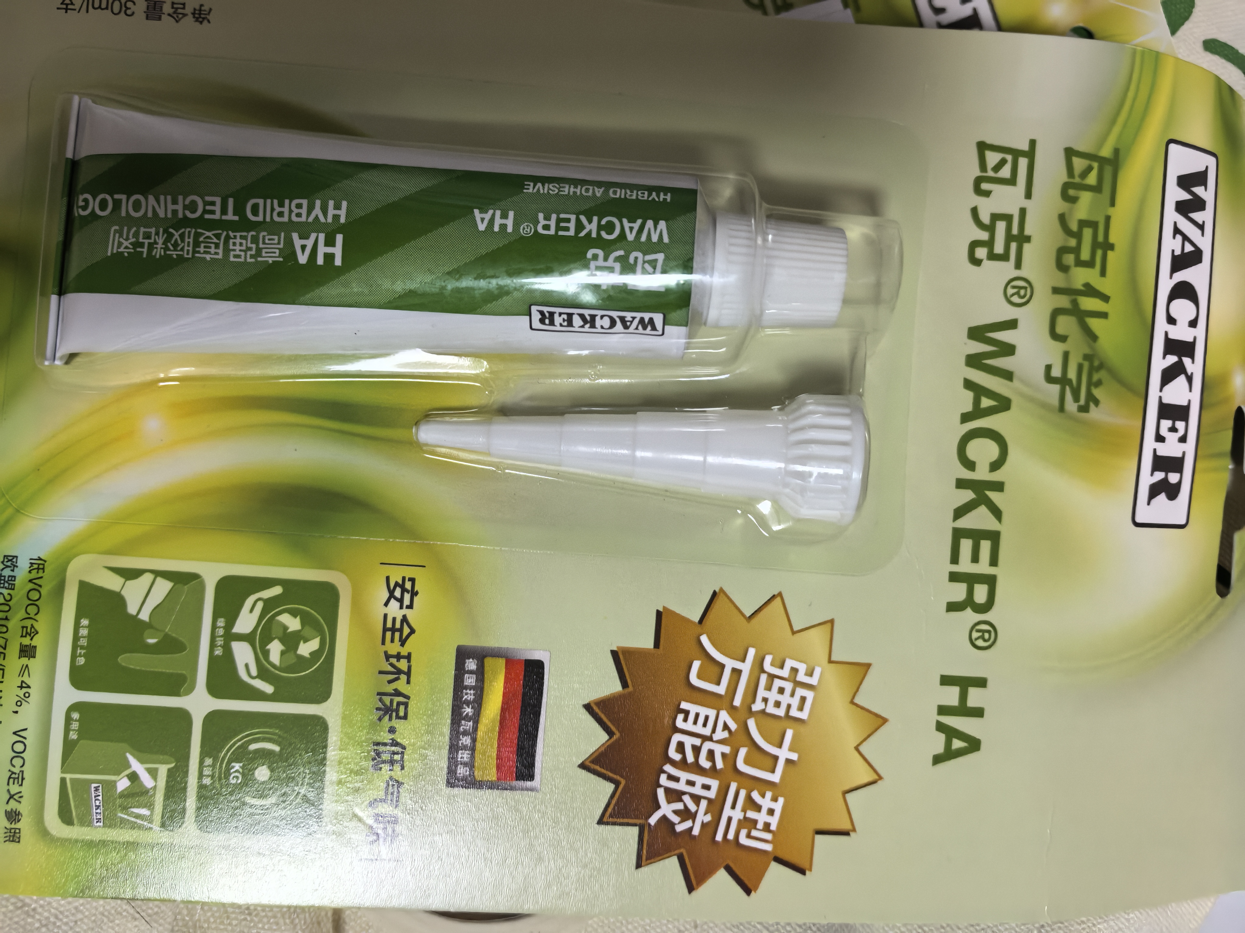 瓦克（WACKER）HA免钉胶瓷砖胶强力粘合剂玻璃胶免打孔代替钉子螺丝组角胶2支装 实拍图