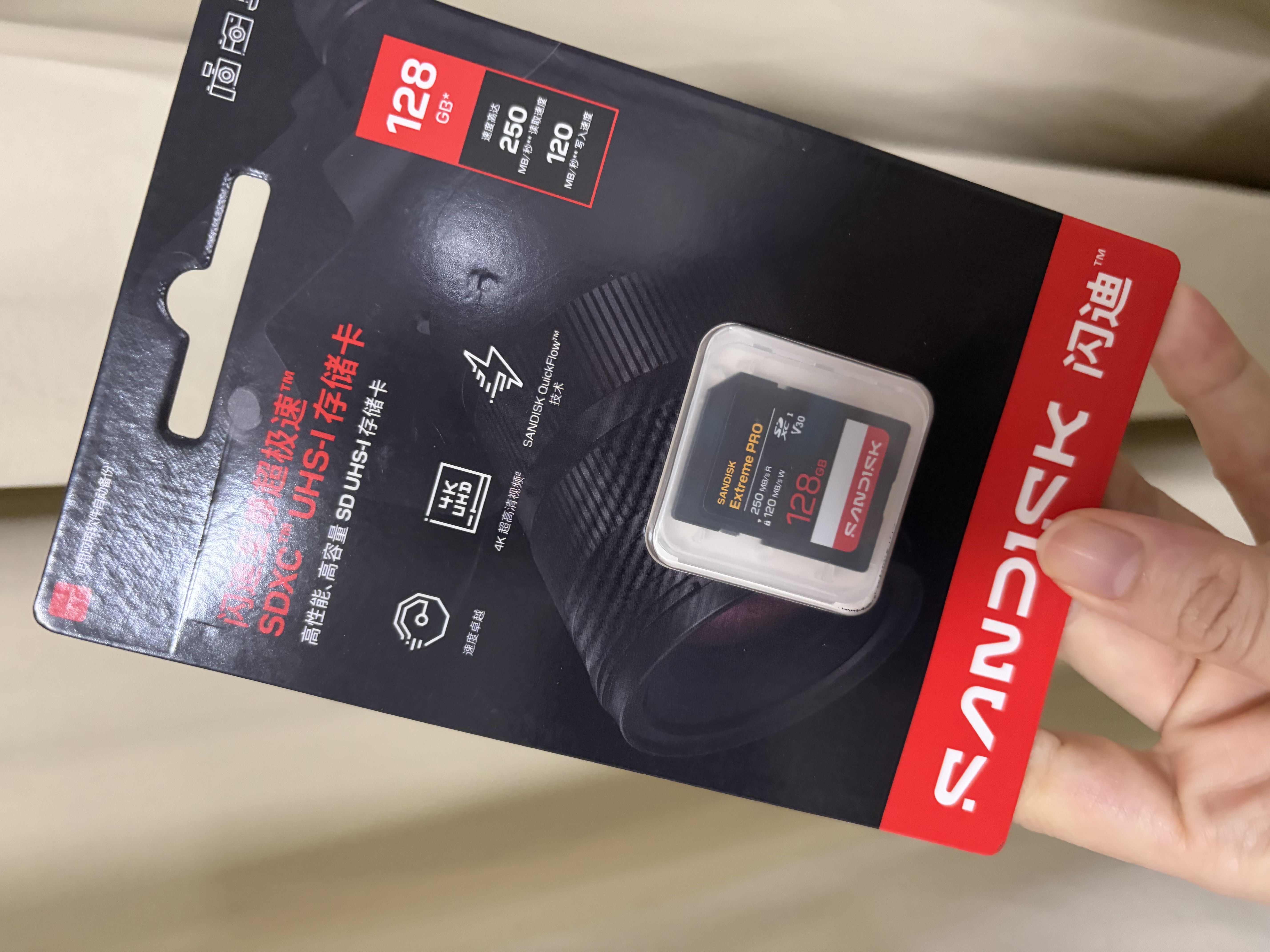 Sandisk闪迪128GB SD内存卡 4K V30 U3 C10 相机存储卡 读速200MB/s 写速90MB/s 微单/单反相机内存卡 实拍图