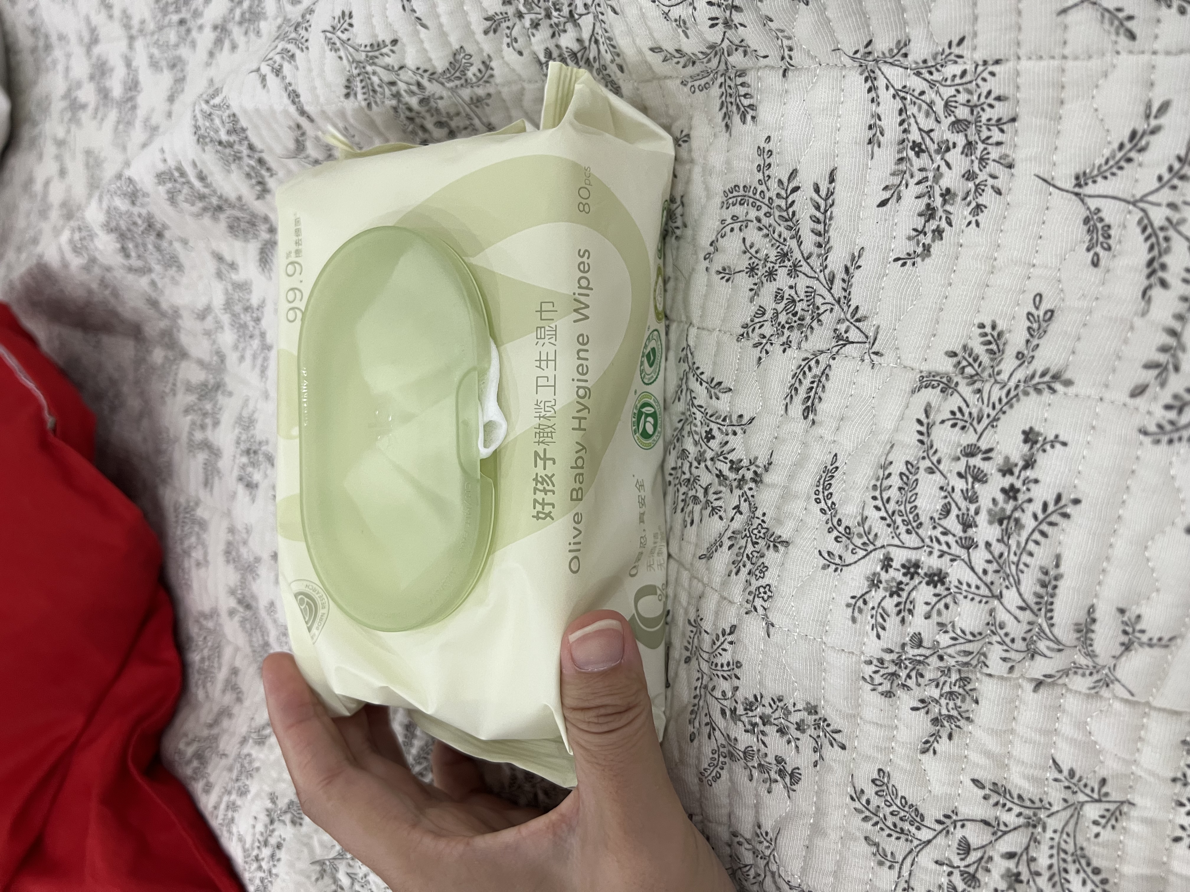 好孩子（gb）婴儿卫生湿巾 橄榄滋养湿巾80抽*8包 新生儿湿纸巾 实拍图