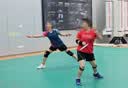 李宁（LI-NING）羽毛球服短袖套装夏季凉爽排球乒乓球打比赛运动服时尚专业透气 男子/蓝色上衣/黑色短裤 套装 2XL 实拍图