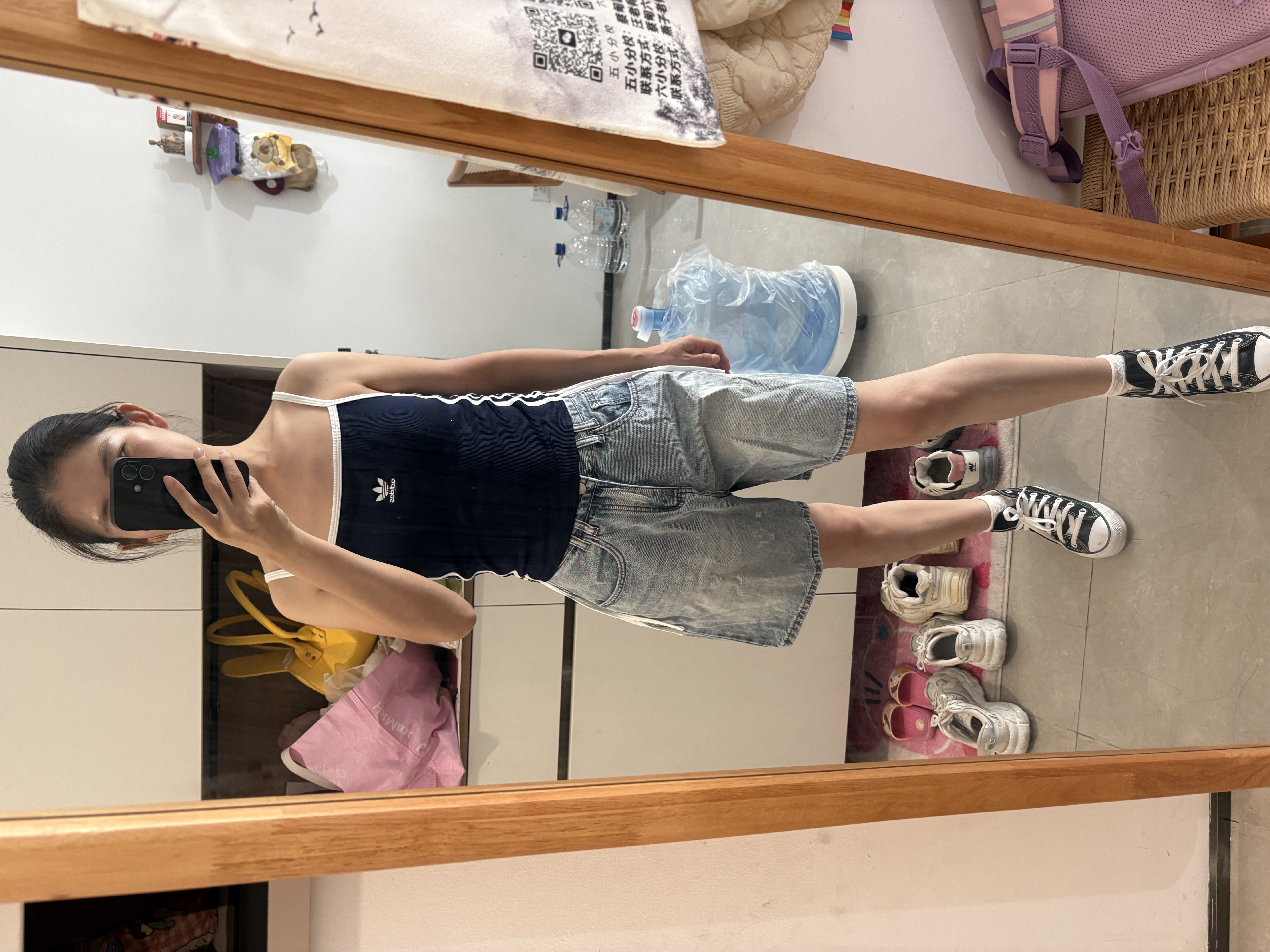 adidas经典外穿运动自带胸垫吊带背心女装阿迪达斯官方三叶草   深靛蓝   M 晒单实拍图