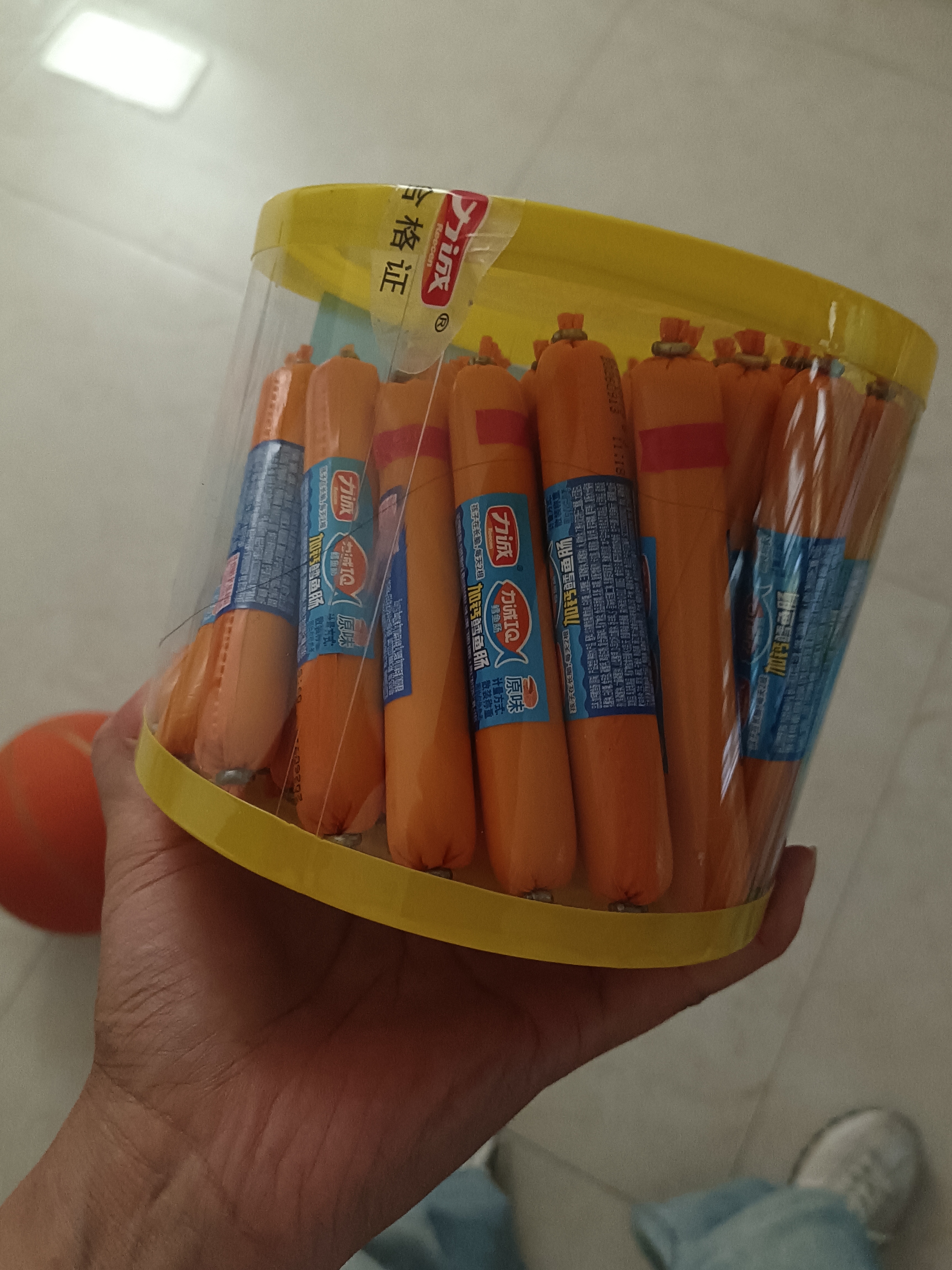 力诚加钙鳕鱼肠 原味味即食鱼肠火腿肠儿童零食1000g（20g*50支） 实拍图