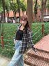 德玛纳美式复古格子衬衫女早秋时尚潮流宽松显瘦慵懒松弛长袖衬衣外套Y 实拍图