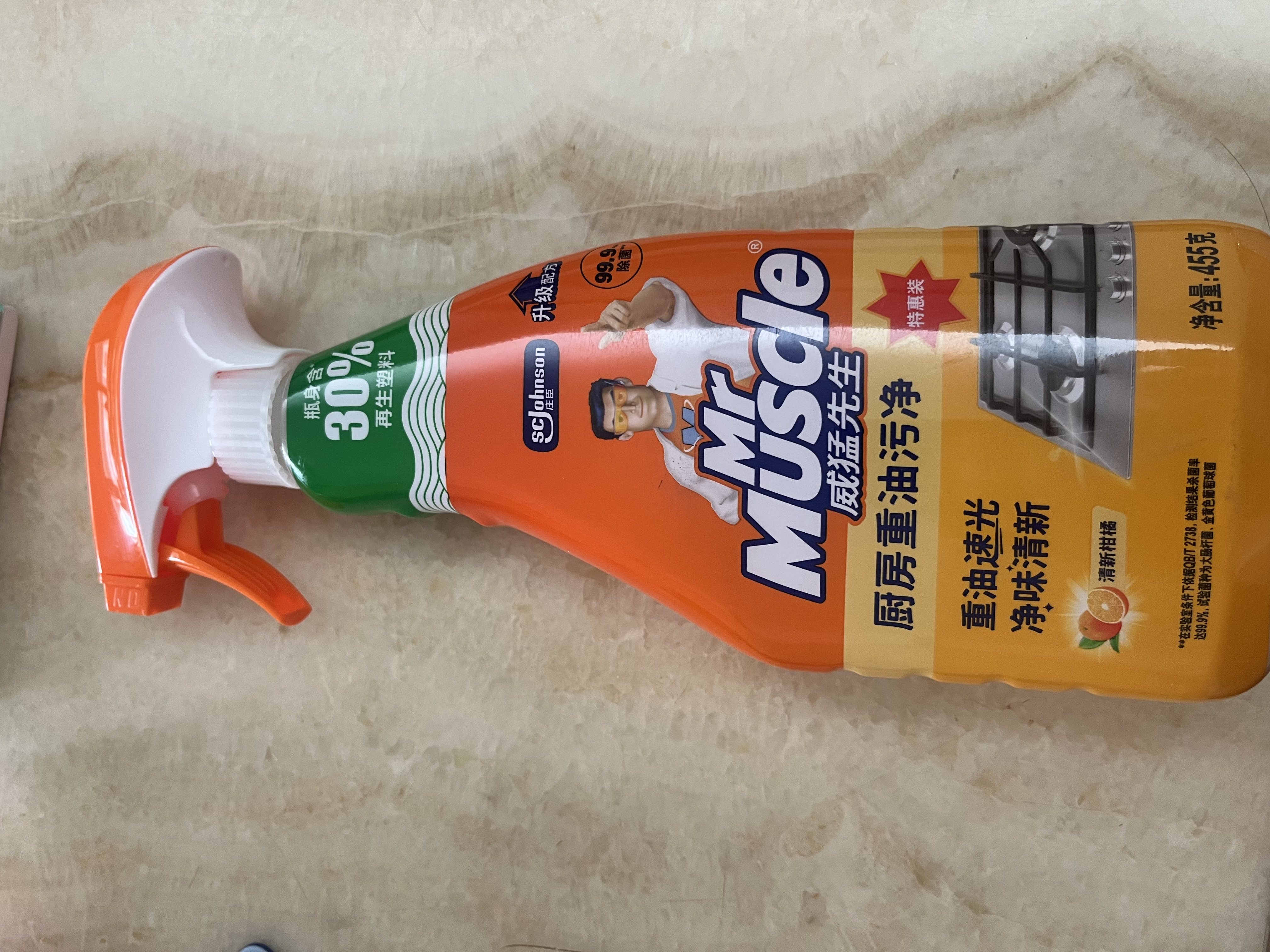 威猛先生（Mr Muscle） 油污清洁剂 455g+455g*3瓶补充装 柑橘香 厨房重油污净 实拍图