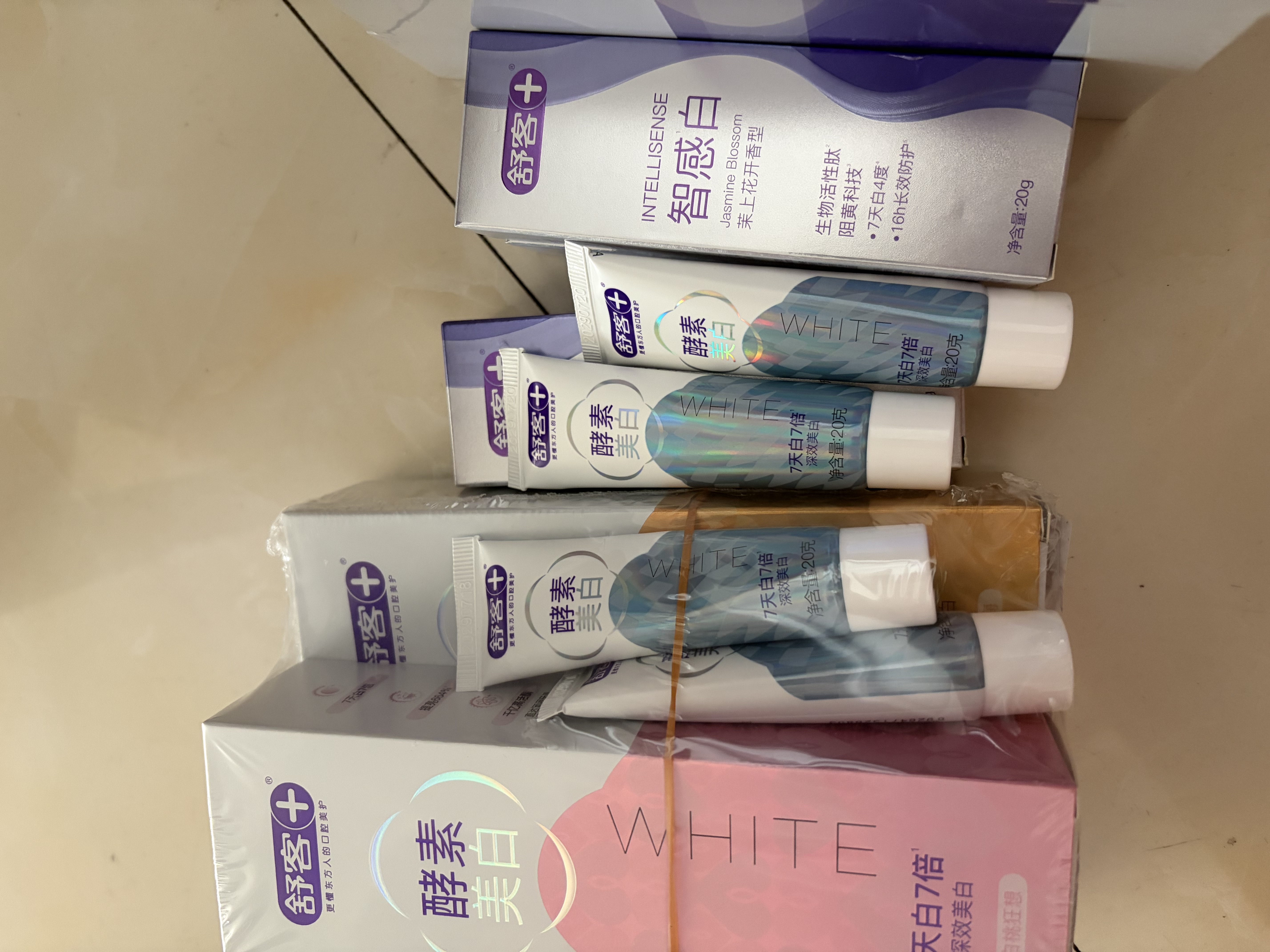 舒客美白酵素香氛牙膏去黄去牙渍烟渍清新减轻口臭防蛀120g*3包装随机 实拍图