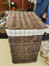 宜然家居 藤编脏衣篮 带盖脏衣服收纳筐脏衣篓洗衣篮 咖色筐+大方格里布 大号 实拍图