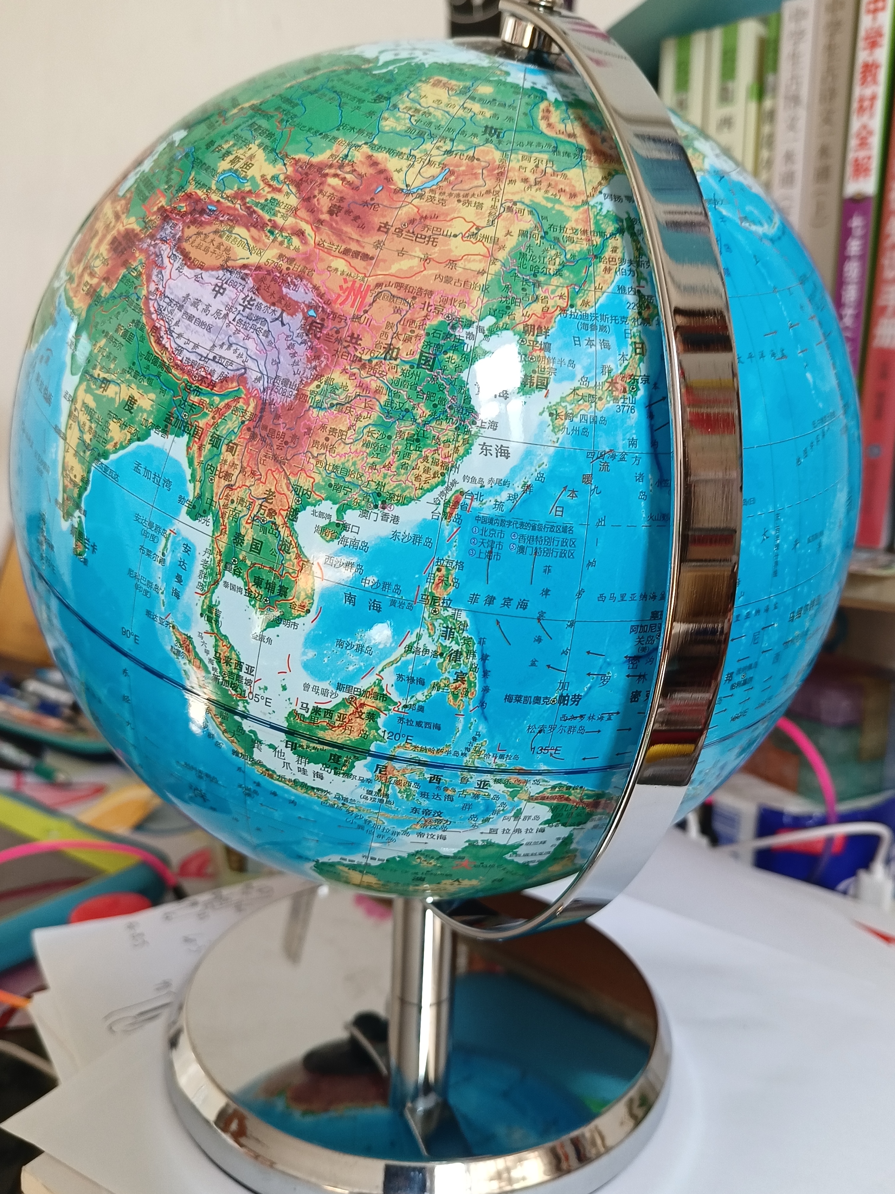 北斗分层设色地形地球仪初高中教学地图高清发光大号立体台灯中文学生用3d立体家居摆件ARG2334 实拍图
