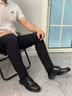 回力一脚蹬男鞋春季皮面男士休闲皮鞋子男青中年厨房师工作防滑防水鞋 黑色 42 实拍图