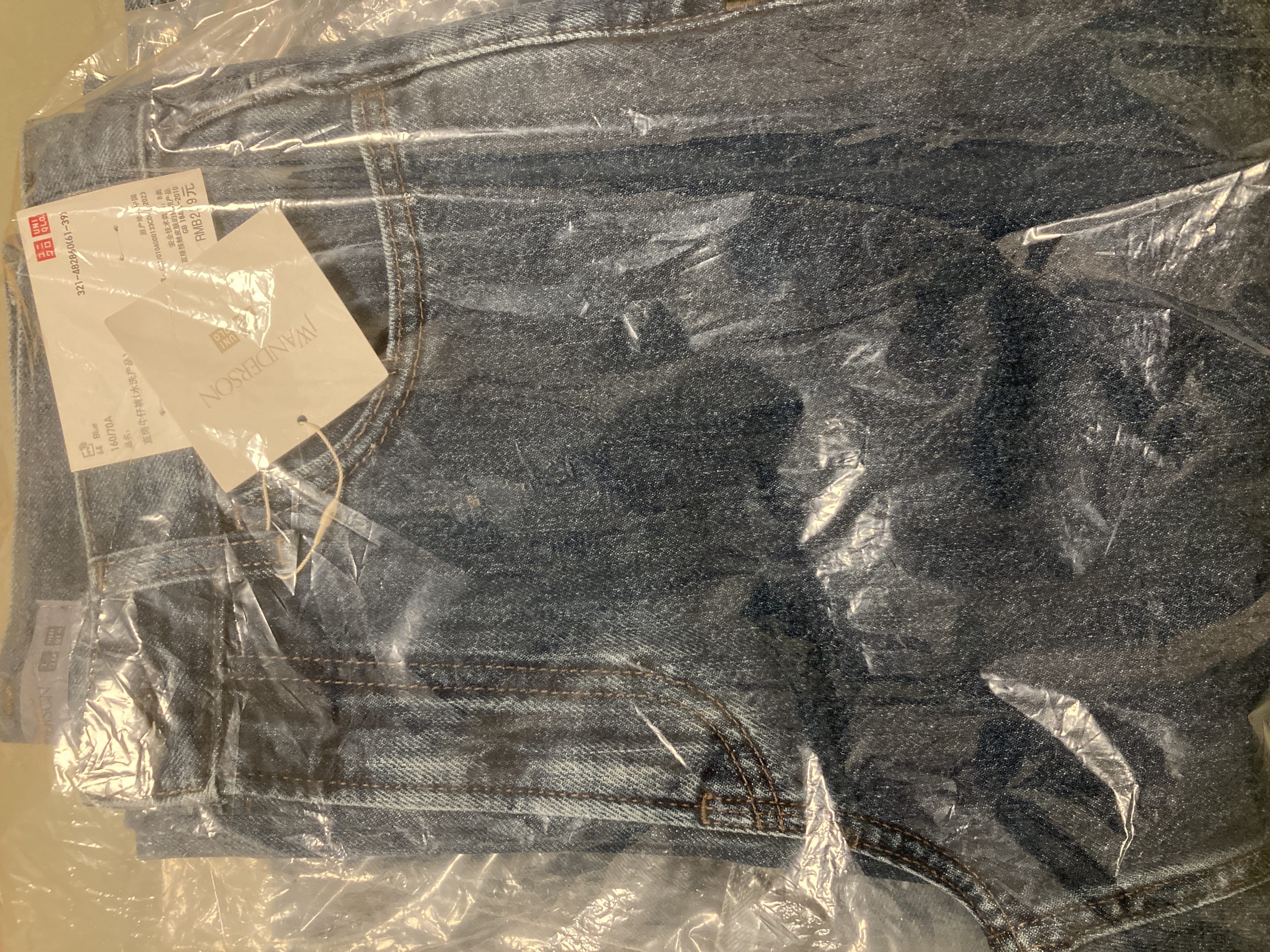 优衣库直筒牛仔裤/水洗产品男装女装合作款系列丹宁479816 482860 482860/64湖蓝色 28 /160/70A 实拍图