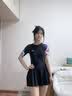 李宁（LI-NING）泳衣女连体裙式修身显瘦游泳衣舒适透气温泉度假泳装088 黑色M 实拍图