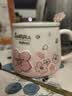 贝瑟斯马克杯 陶瓷杯喝儿童水杯子咖啡杯樱花浮雕杯带盖家用儿童水杯子 实拍图
