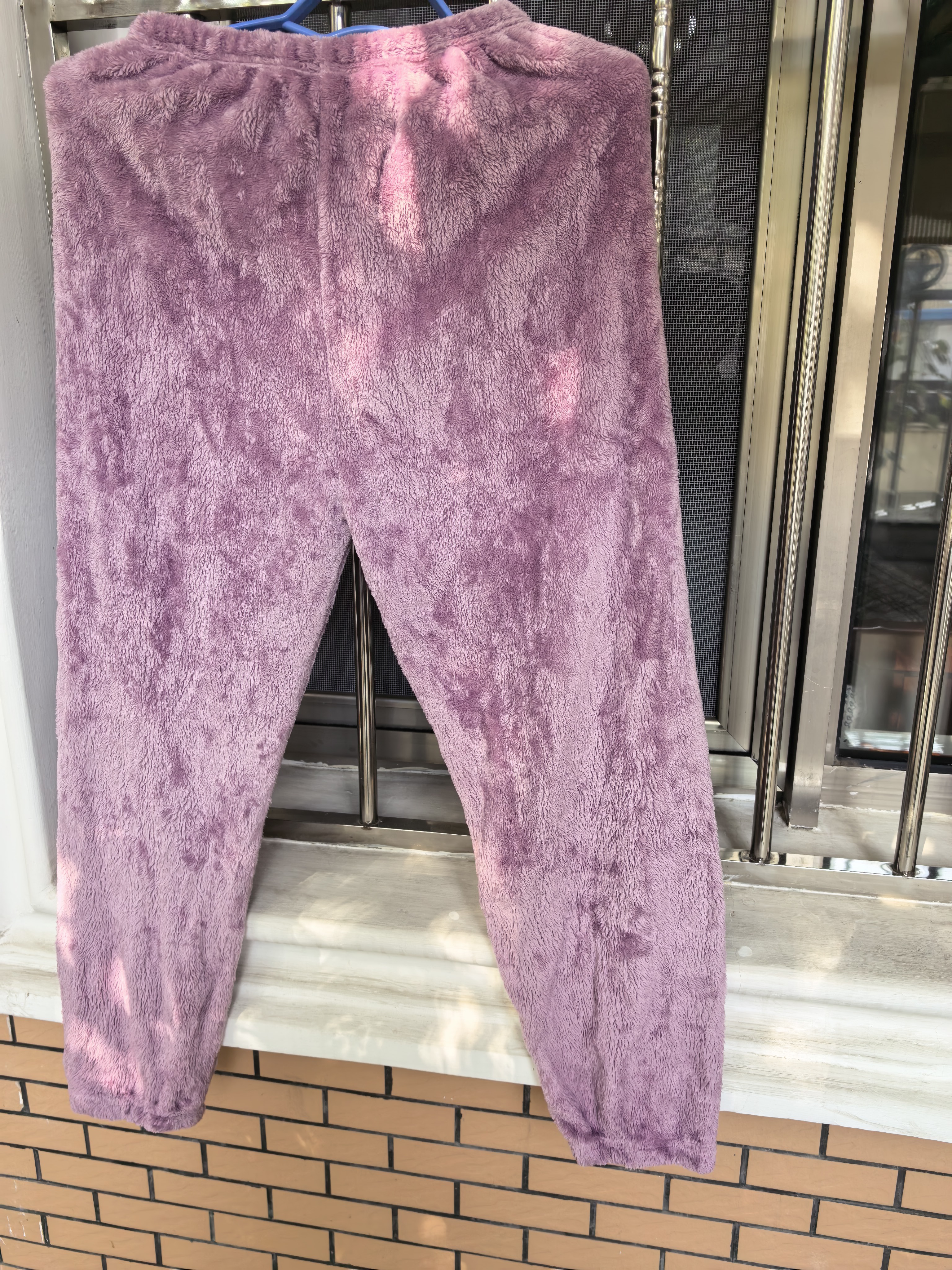 浪莎睡裤女士长裤秋冬加绒加厚法兰绒大码暖暖裤子珊瑚绒家居裤紫XL 实拍图