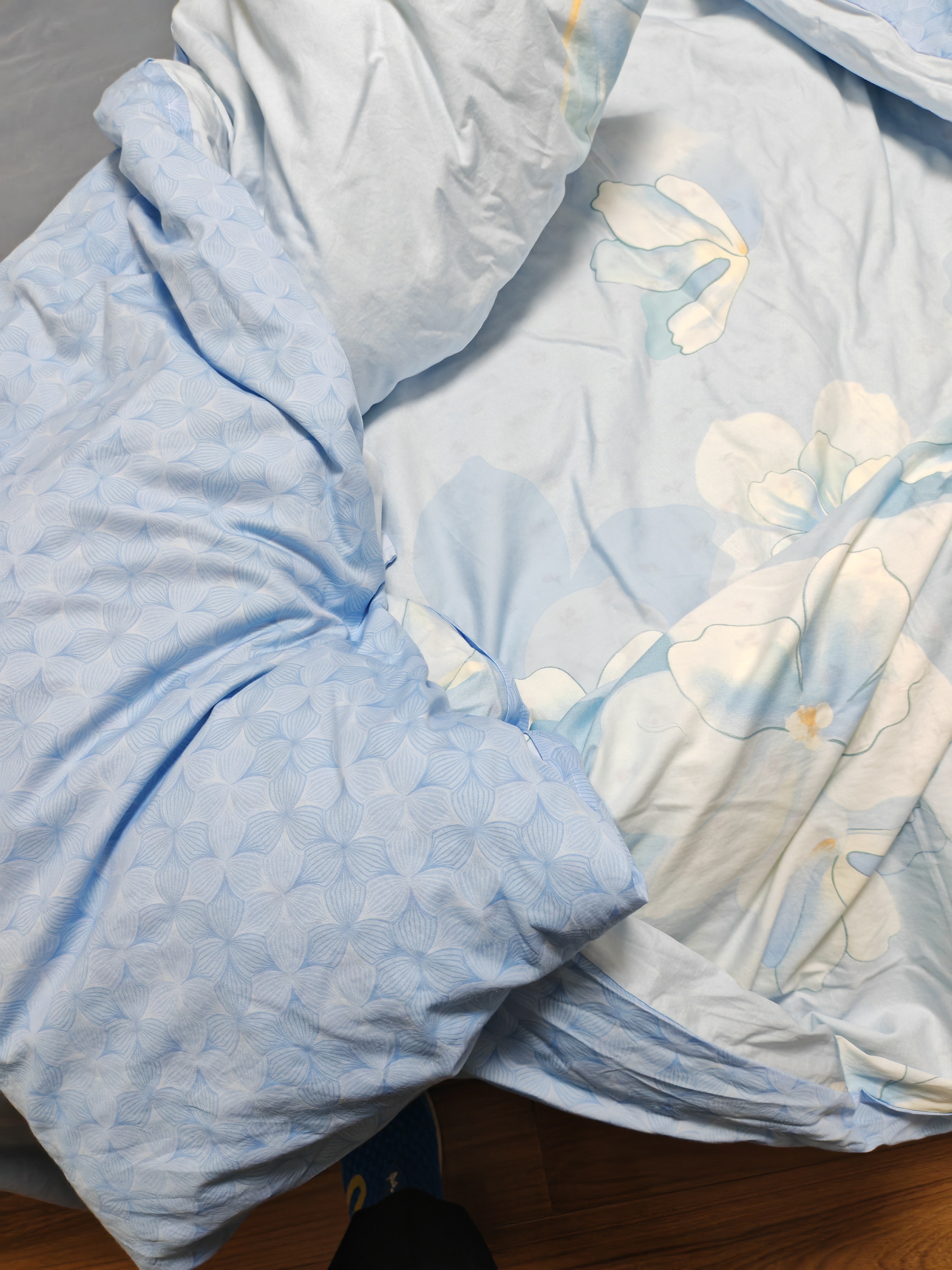 博洋家纺床上用品四件套纯棉被套床单100%棉套件全棉被罩1.8米床清和月蓝 实拍图