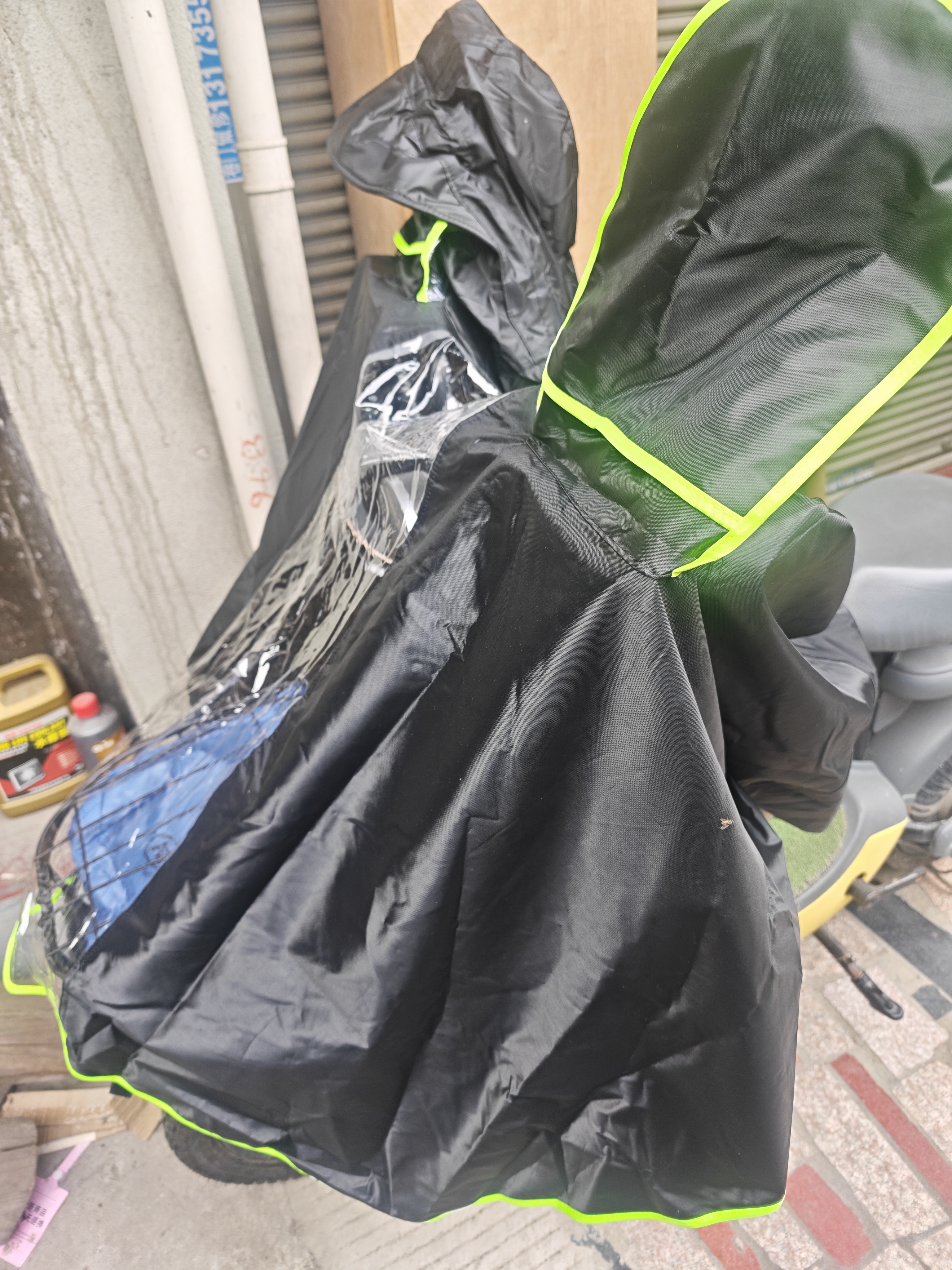 雨航（YUHANG）电动车雨衣电动车专用电瓶车雨披带镜套藏青色4XL 实拍图