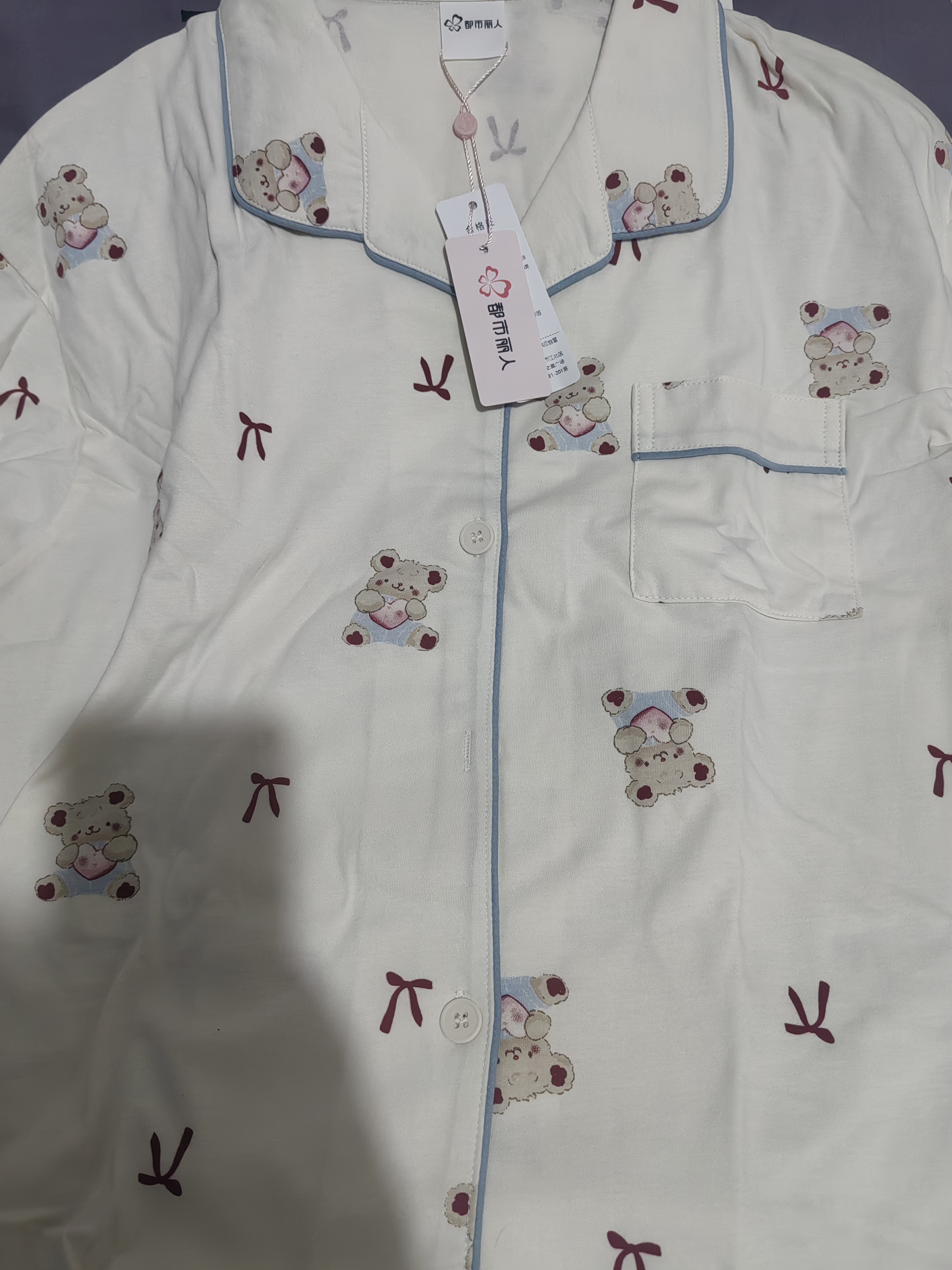 都市丽人【婴儿棉防螨抑菌】100%纯棉女士睡衣女长袖长裤家居服可外穿L 实拍图